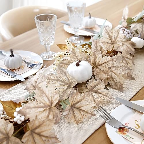 Miniatura 6 de Decoración de otoño  Guirnalda de otoño  Guirnalda de hojas de arce, calabaza y bayas de otoño de 6 pies  Manto de Acción de Gracias, Halloween,