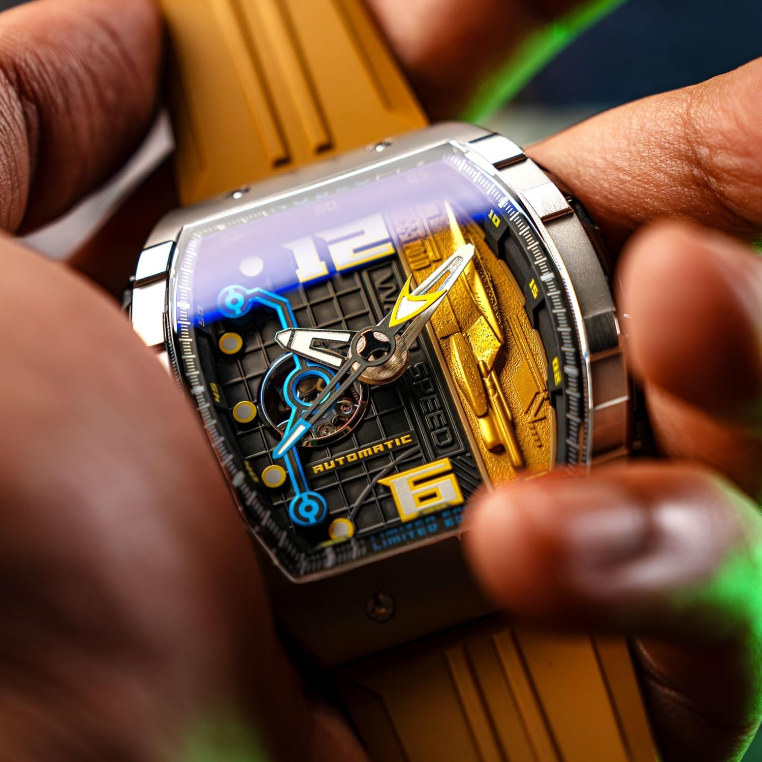 Nubeo Magellan Star Trek Watch – 48mm Limited Edition Warp Speed Analog Watch for Men, Japan Automatic with 3 Hands Date, Stainless Steel Case, Rubber Strap - NB-6106