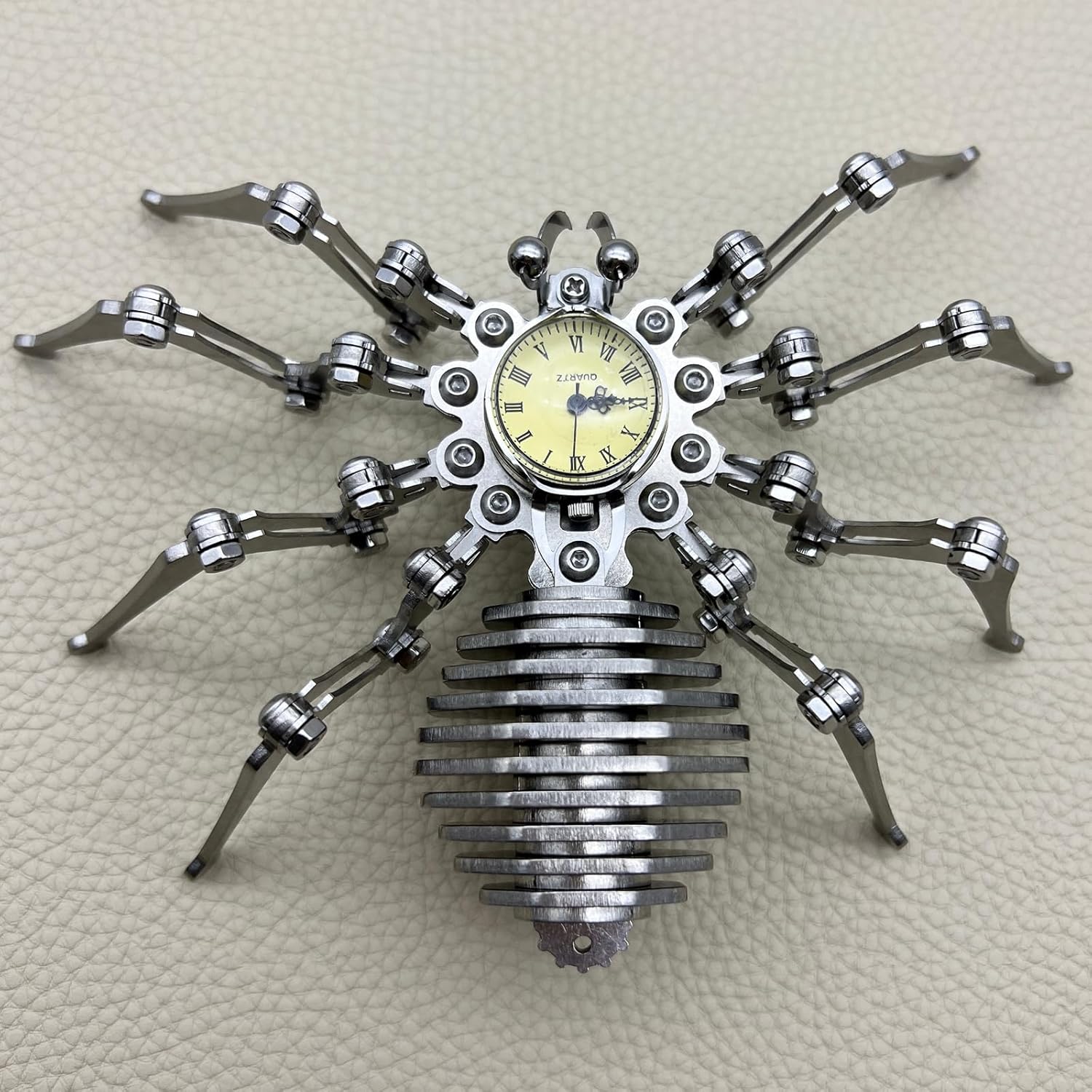 steam Punk Spyder Watches with Mechanical Models. Stainless Steel Static Insect Statues for Home Office Desktop, Handmade Art, Retro Decoration for Industrial