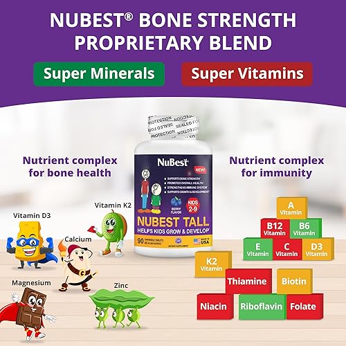 Miniatura 2 de NuBest Tall Kids - Ayuda a los niños a crecer y desarrollarse saludablemente - Apoyo a la inmunidad y la fuerza ósea - Multivitaminas y minerales
