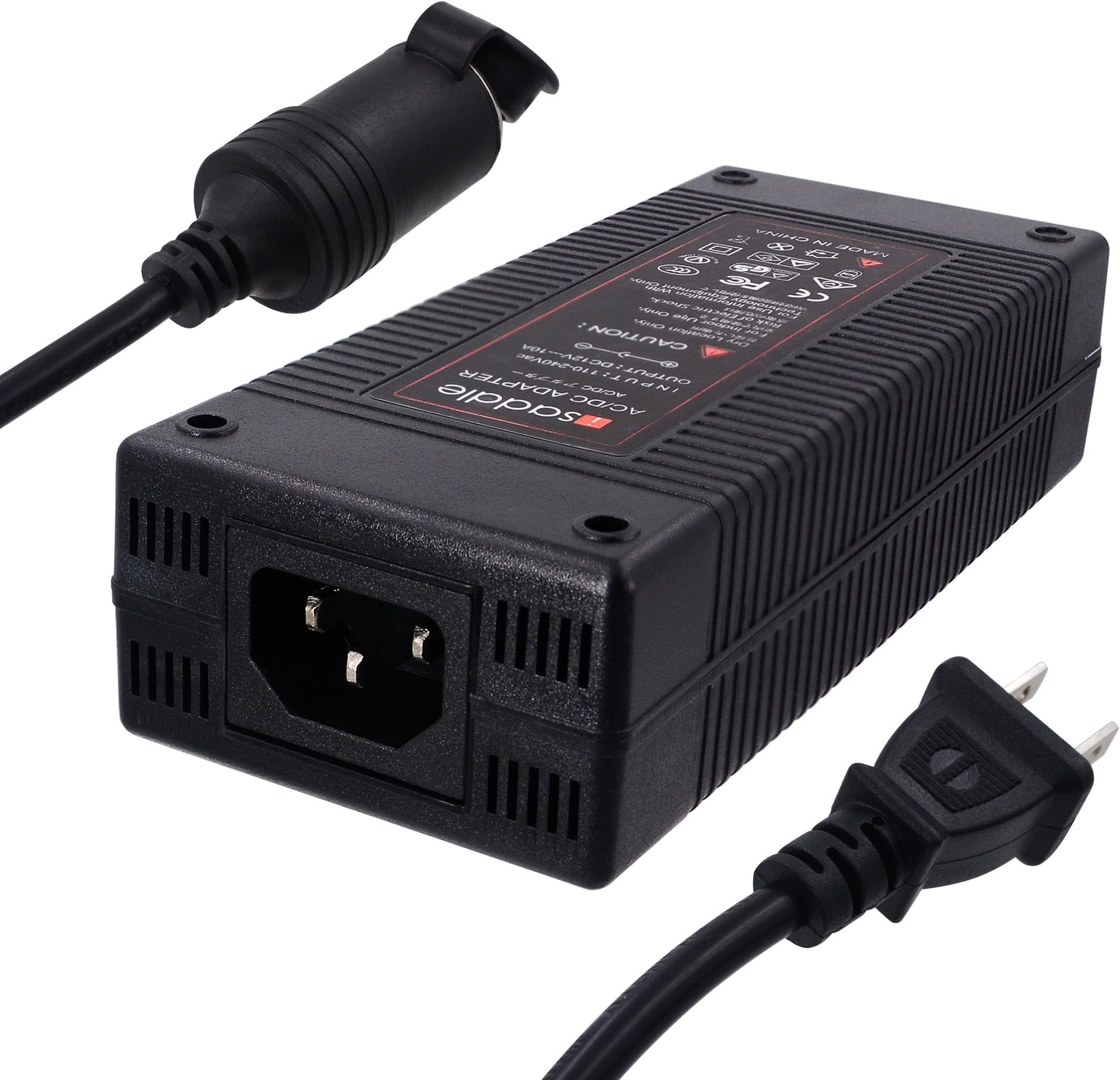 110V AC to 12V 10A DC Power Converter - 110V-240V Wall Plug to 12V Car Cigarette Lighter Socket Transformer with Built-in Fan for Car Vacuum Air Compressor Fridge Power Supply Adapter 120W