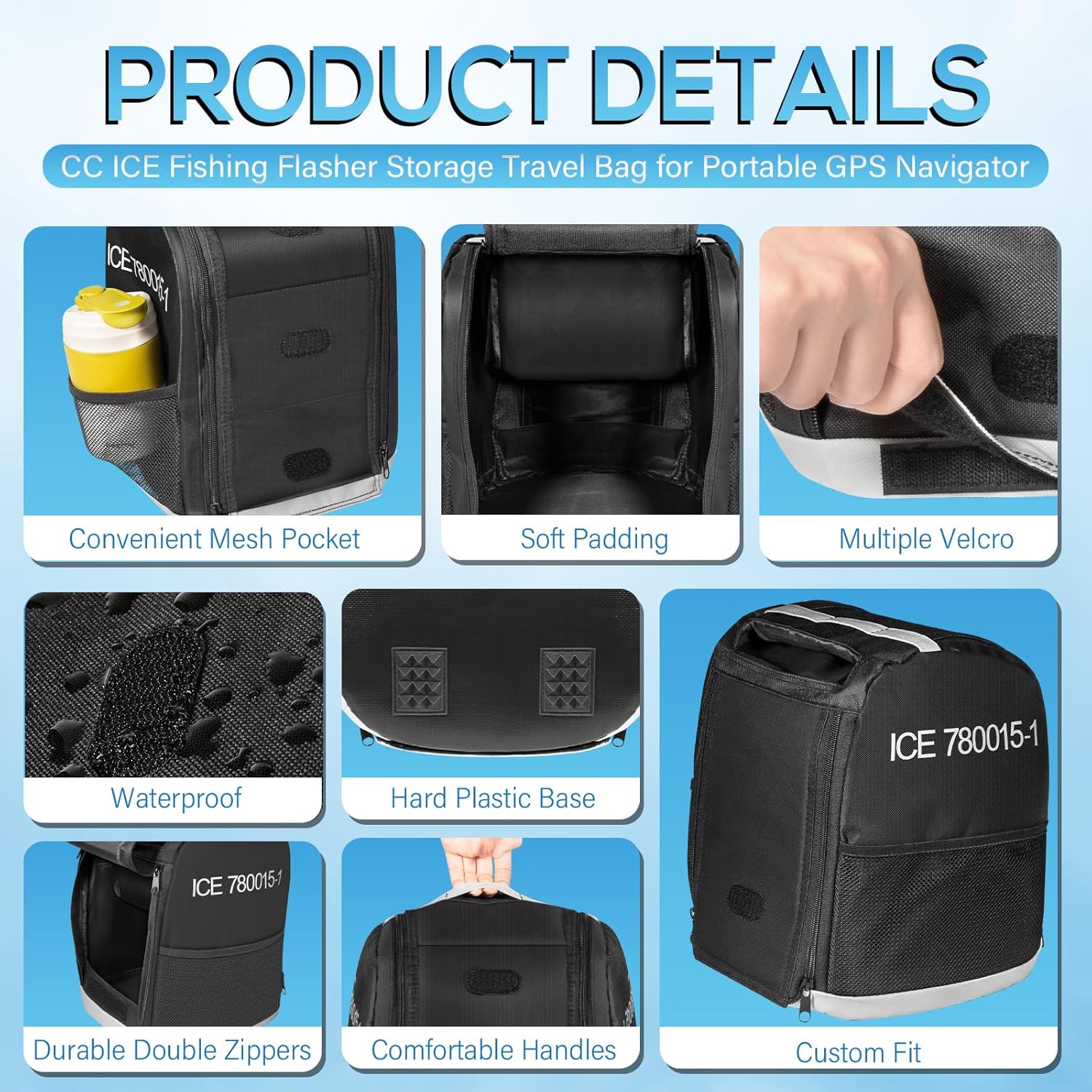 Bonbo 780015-1 Carrying Case for Humminbird ICE Flasher ICE 35, ICE 45, ICE 55 Models, CC ICE Fishing Flasher Soft Sided Carrying Case Storage Travel Bag for Portable GPS Navigator