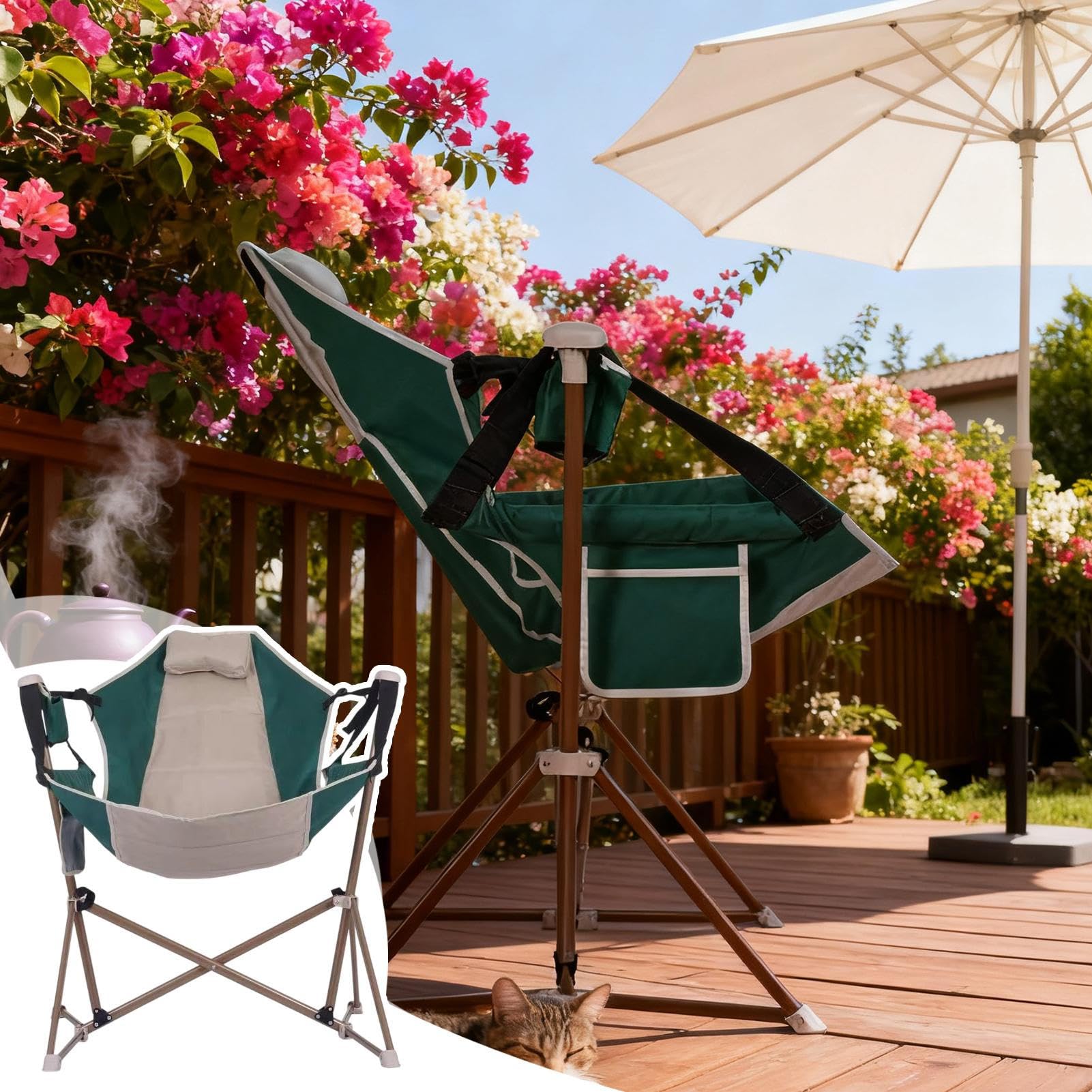 Chaise De Camping Pliante Pliable Anti-Dérapant À Charge Portante 140 kg | Chaise de Plage Pliante Pour Le Plein Air Le La Randonnée La Pêche Le Pique-Nique La Pelouse Le Jardin Et La Piscine