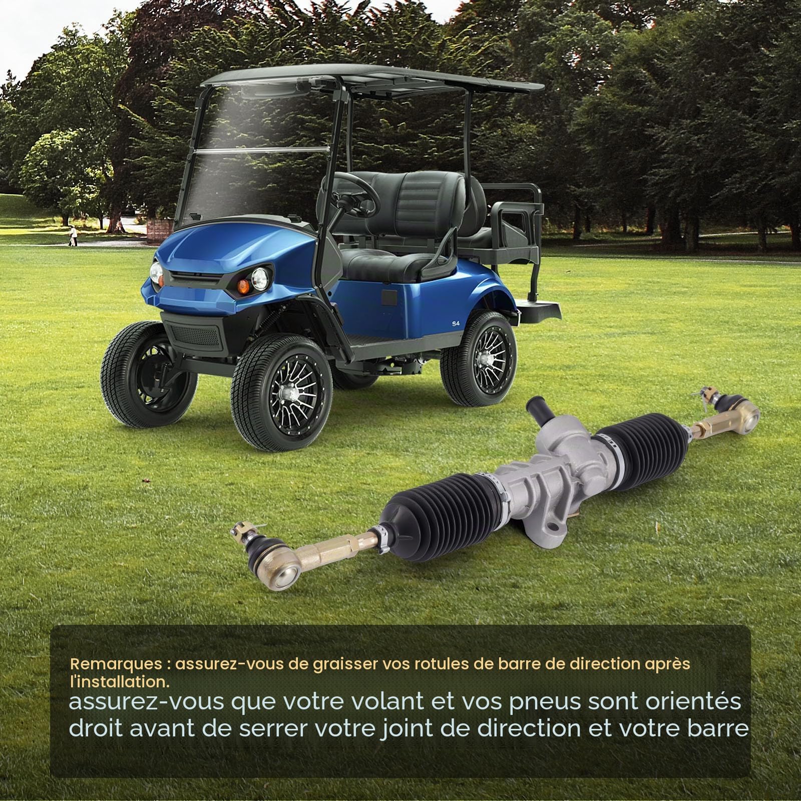 maXpeedingrods Boîte de direction à crémaillère pour golf RXV 2018-618329 | Versions essence et électriques Avec rotules de direction 601580 618329 851-201