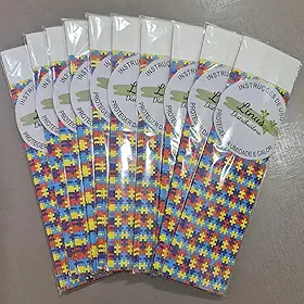 Pulseira de Identificação TEA Autismo em Tyvek – Símbolo do Autismo, À Prova d’Água, Ajustável e Segura – Para Crianças, Jovens e Adultos – Conscientização e Proteção Diária – Kit com 50 unidades-