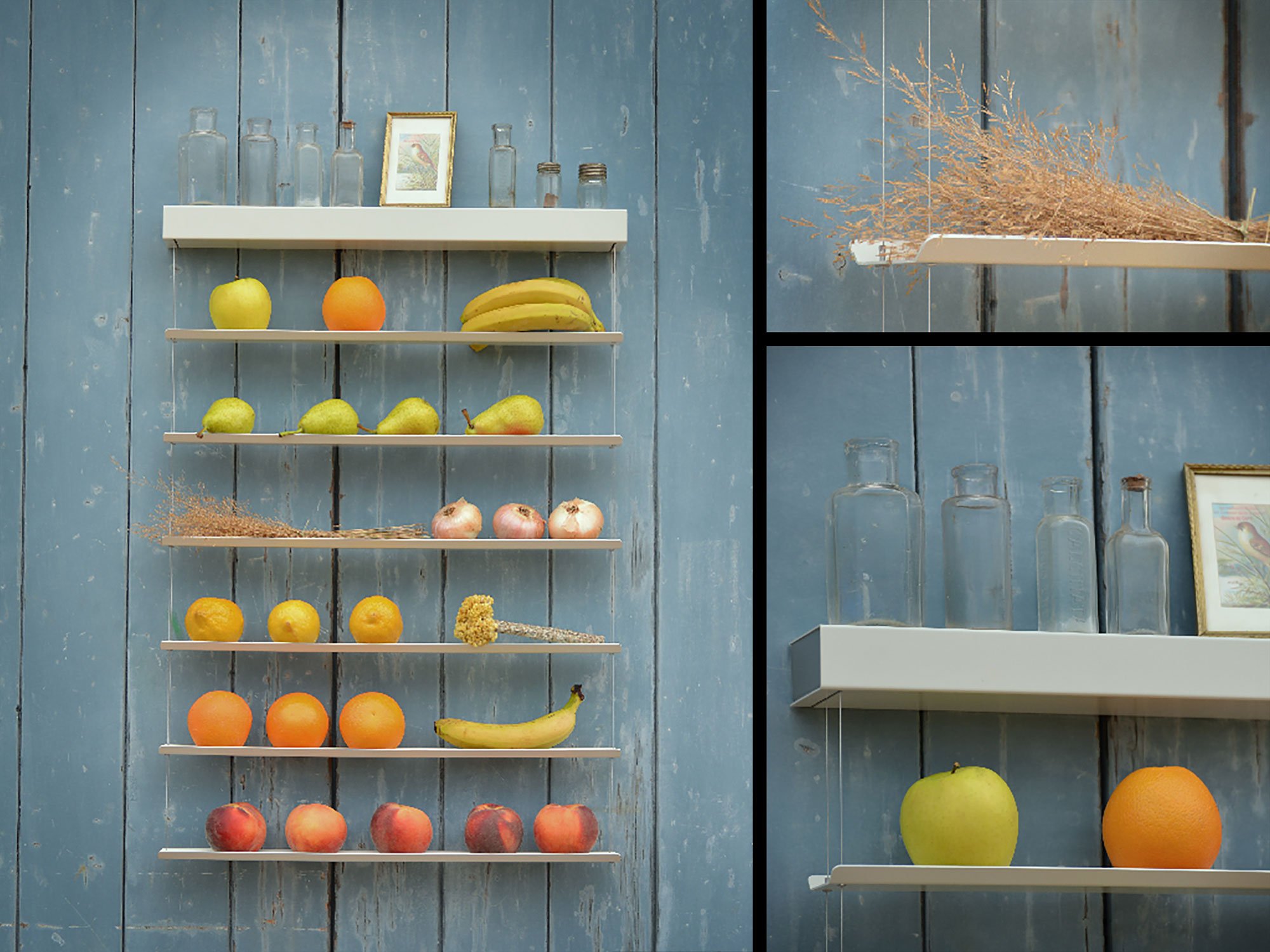un bol de fruits sur le mur