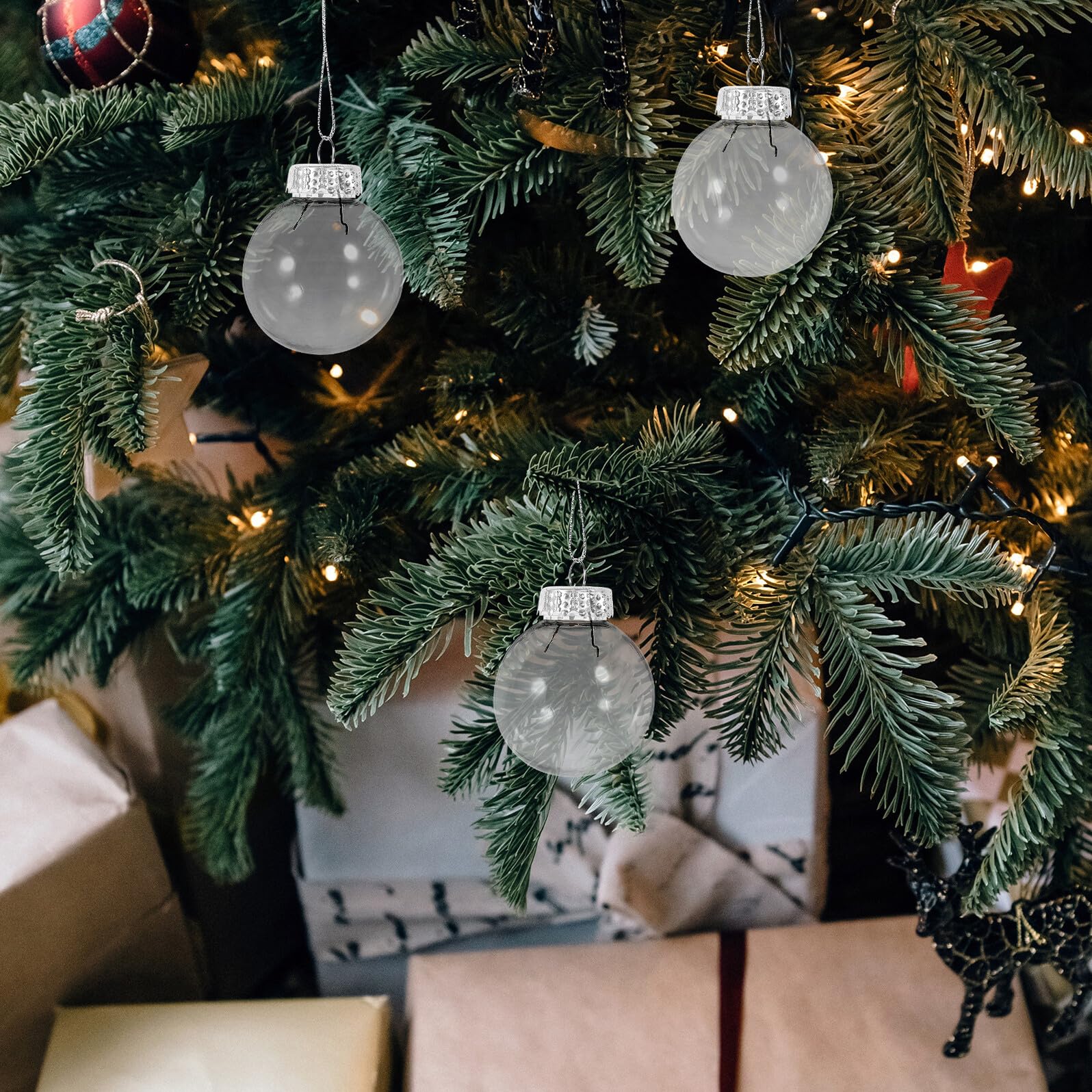 Housoutil Bolas Transparentes Rellenables de 6 CM para Decoración Navideña y Bodas 30 Unidades de Adornos Colgantes de Plástico Huecos para Manualidades y Decoración Festiva