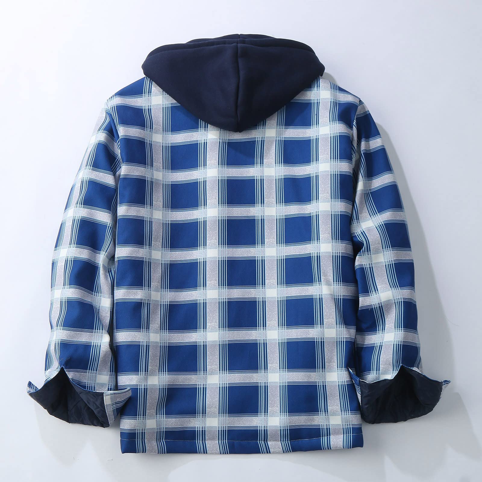 Genérico Chaqueta Hombre - Chaqueta Cálida De Otoño E Invierno para Hombre Abrigo De Algodón Extraíble con Capucha Y Bolsillo De Manga Larga A Cuadros Informal A La Moda