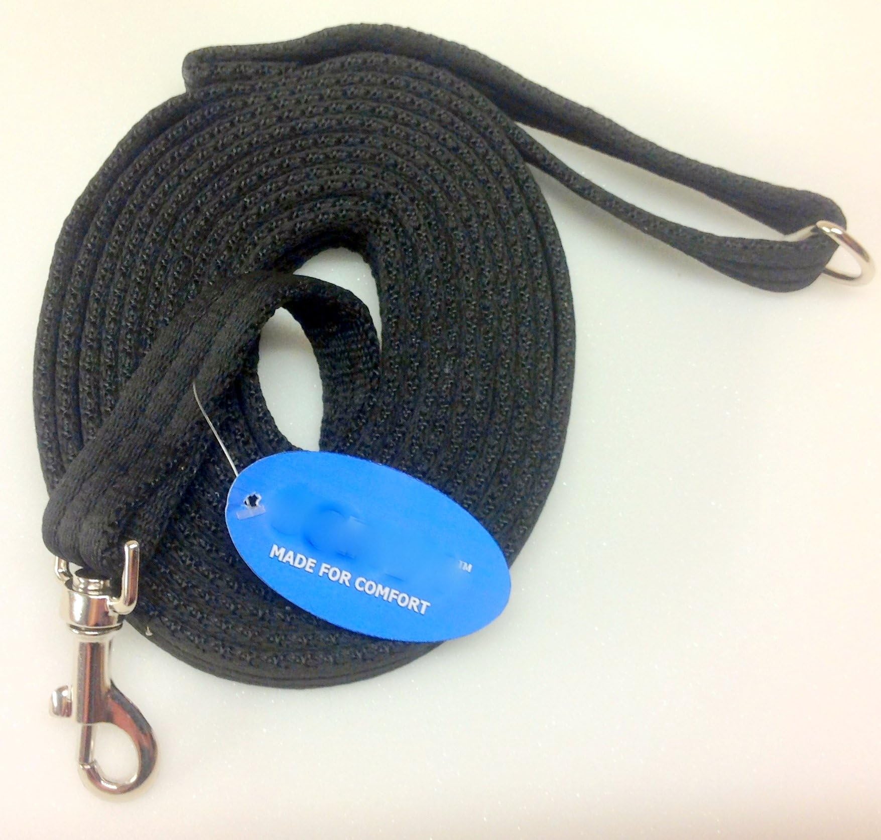 CUSHION PADDED SUPER SOFT 20MM BLACK TRACKING/TRAINING/LUNGE/RECALL/REIN LEAD SUPERSOFT. Airweb (10 METER)