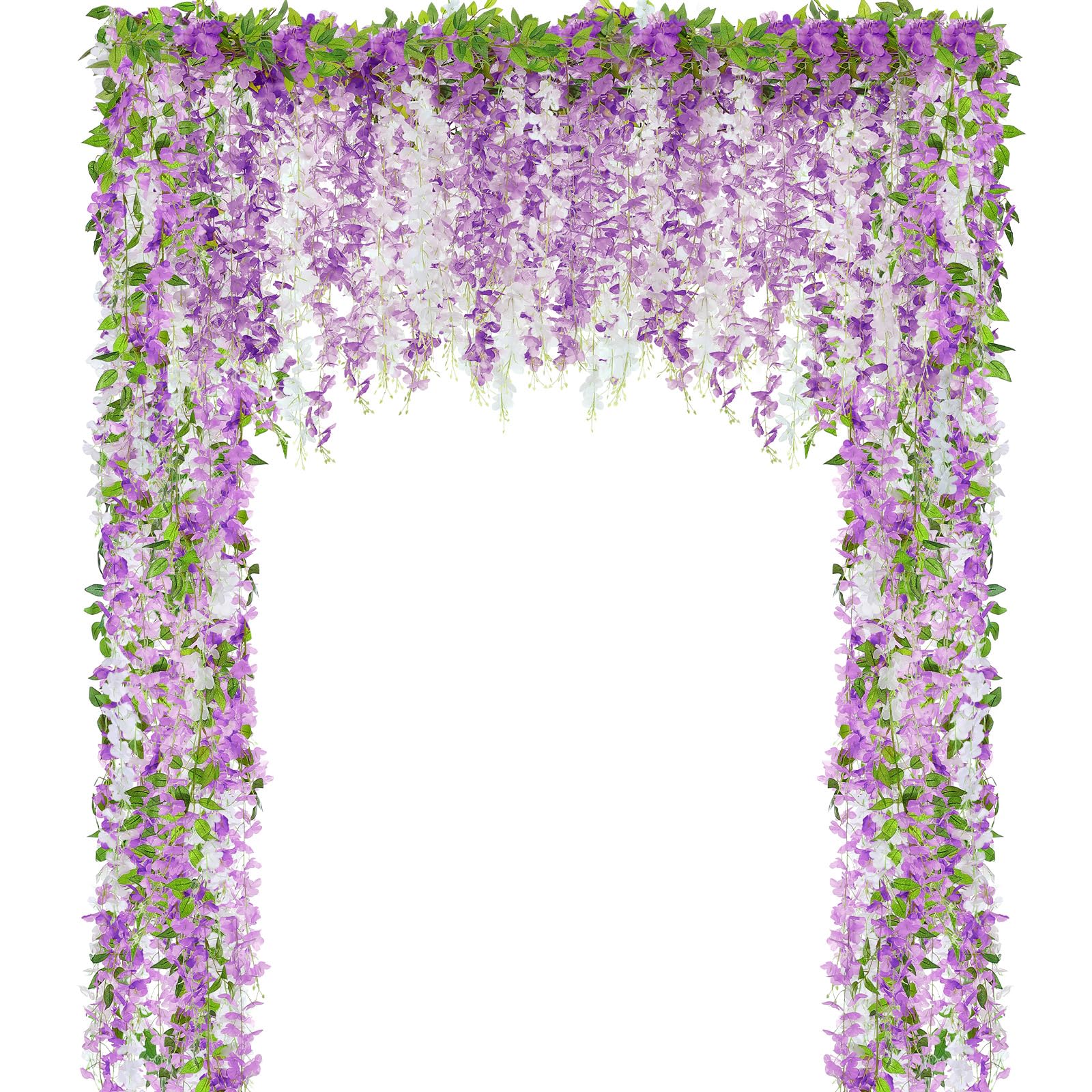 Thiccywoov 4pcs Wisteria Artificial Flowers Garland, 7.2Ft/Piece Wisteria Hanging Flowers Garland for Wedding Arch Decoration Outdoor Ceremony Home