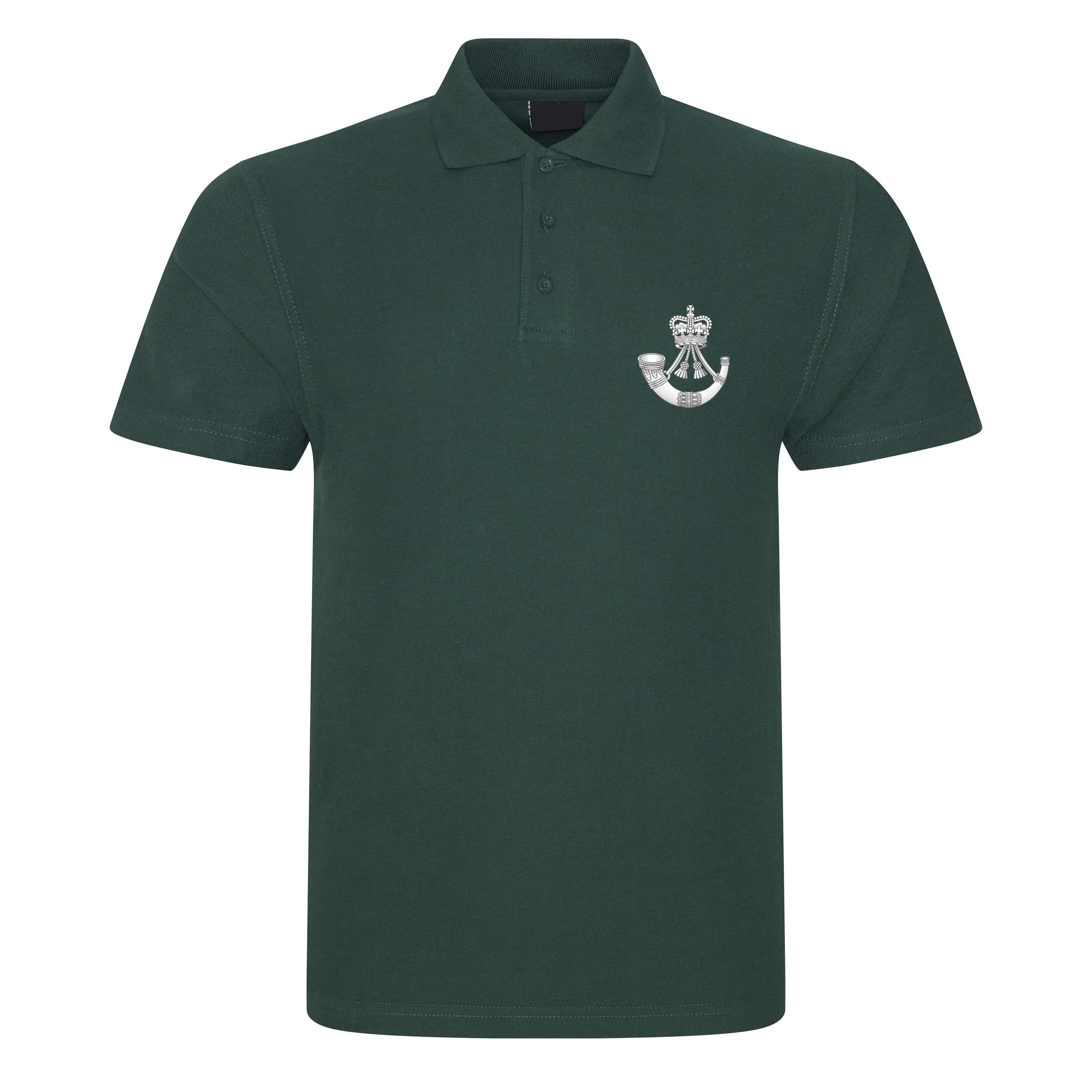 PSave The Rifles Insignia Bugle Mens Embroidered Polo Shirt British Army Military Embroidery (as8, Alpha, 3X_l, Regular, Regular, Green)