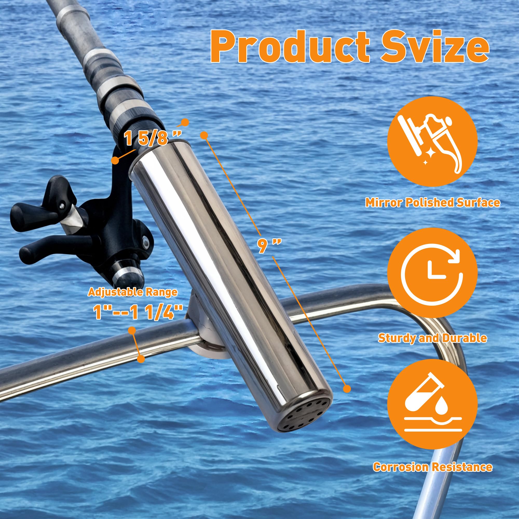 fishing rod holder for jon boat XinKunmarine 2 Pack Holders Rail Mount, Stainless Steel Clamp on for Marine, Pontoon, (Fit 1