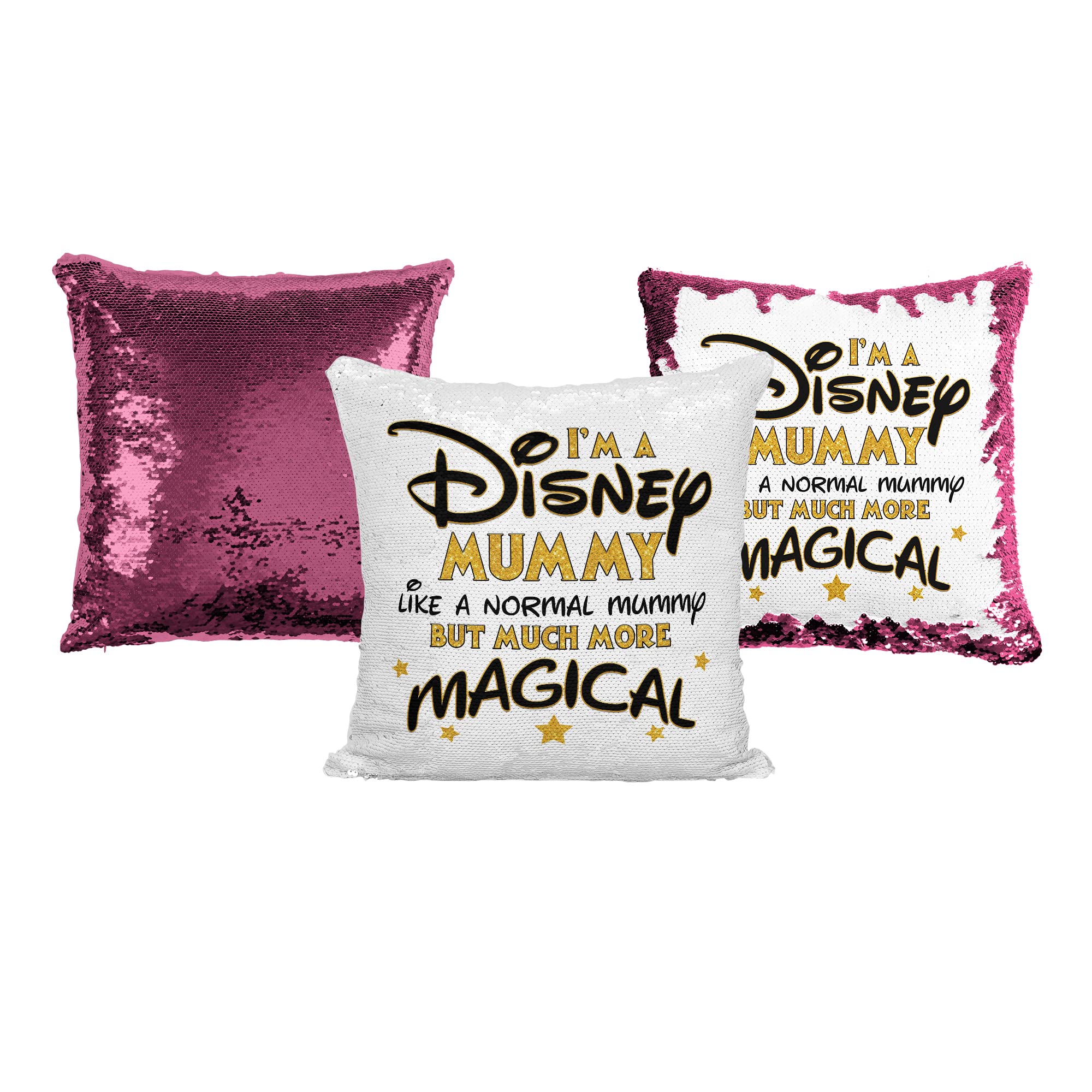 Media Replication Print Maniacs Disney Mummy Sequin Pillow Christmas Birthday Magic Reveal Swipe Mother Day Cushion Gift (Mummy) (Light Pink, With Insert/Stuffing)