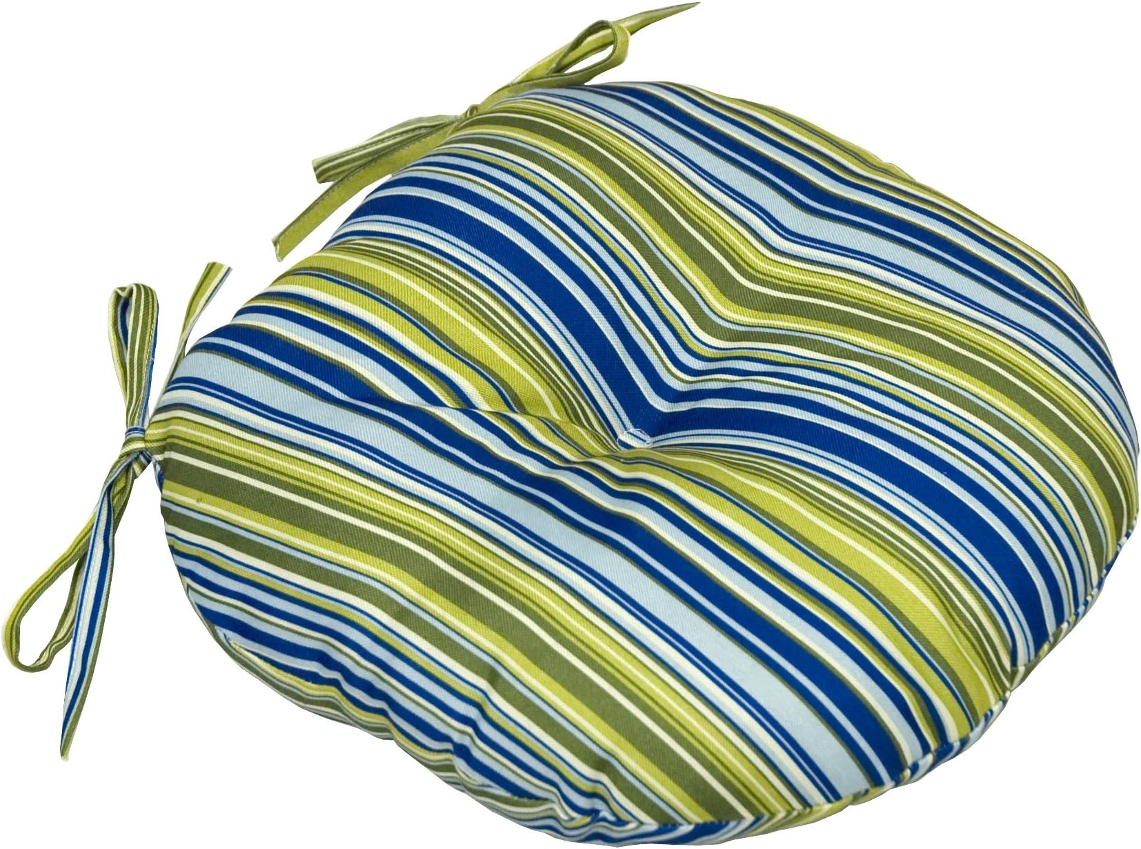 Greendale Home Fashions Round Indoor Bistro Chair Cushion with Vivid Stripe, 15-Inch, Set of 2