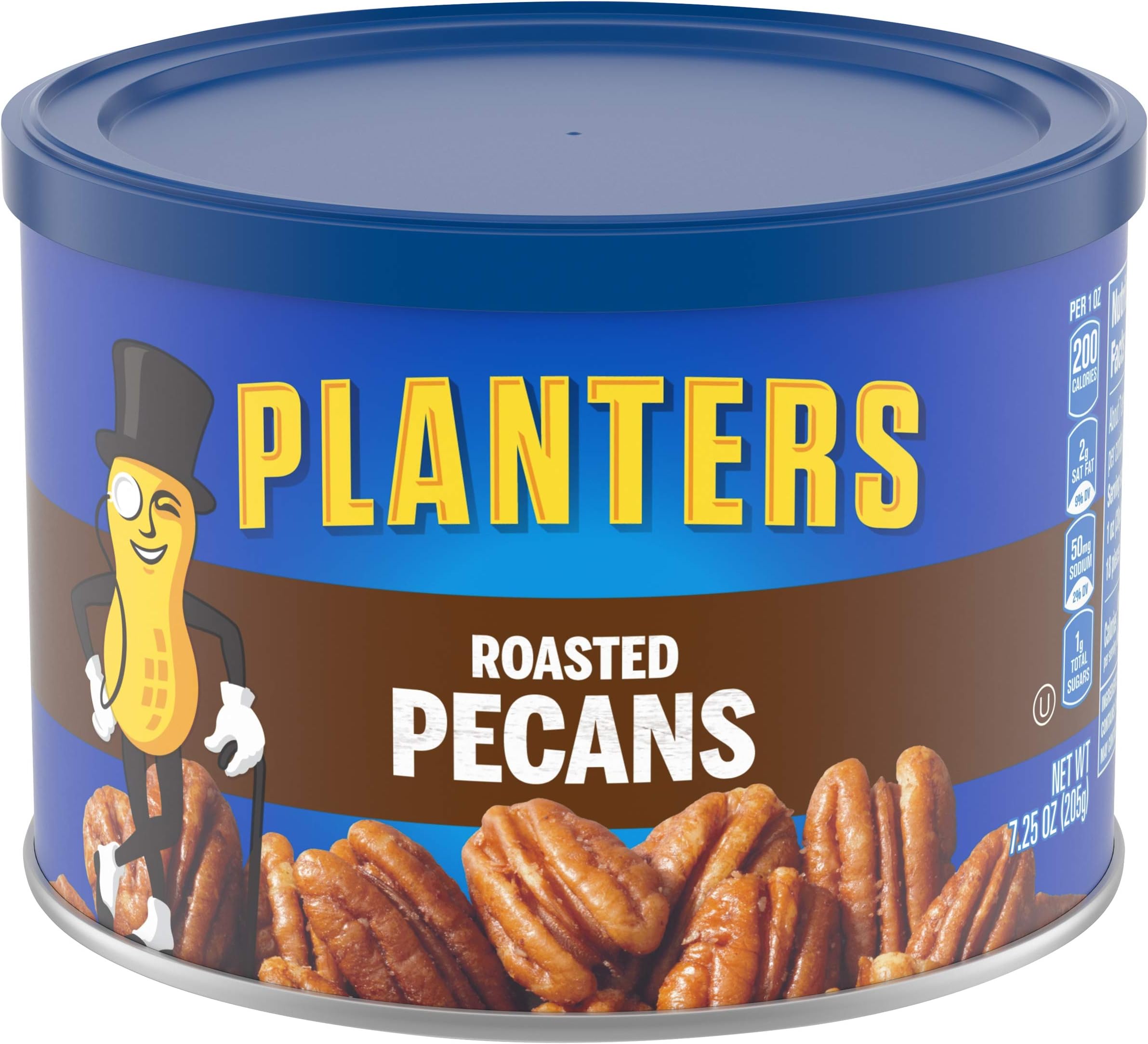 PLANTERS Roasted Pecans, 7.25 oz. Resealable Container - Salted Pecans - Vegan Snacks, Kosher