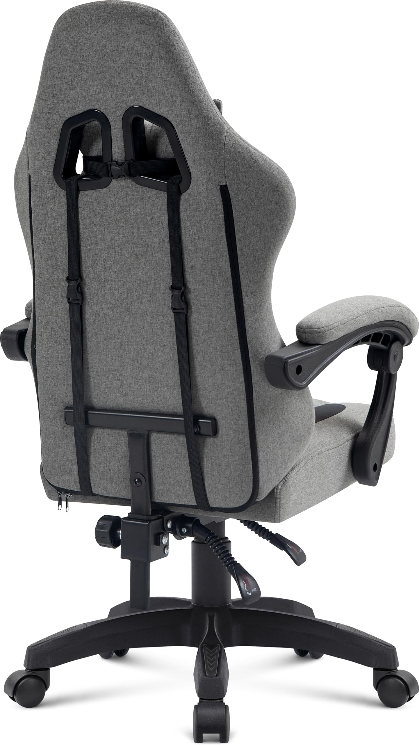 Defender Gaming-Stuhl Lumen, Bürostuhl, ergonomischer Computerstuhl mit Kopfstütze, verstellbares Lendenkissen, höhenverstellbar, hochdichter Schaumstoff, Stoff, grau/schwarz