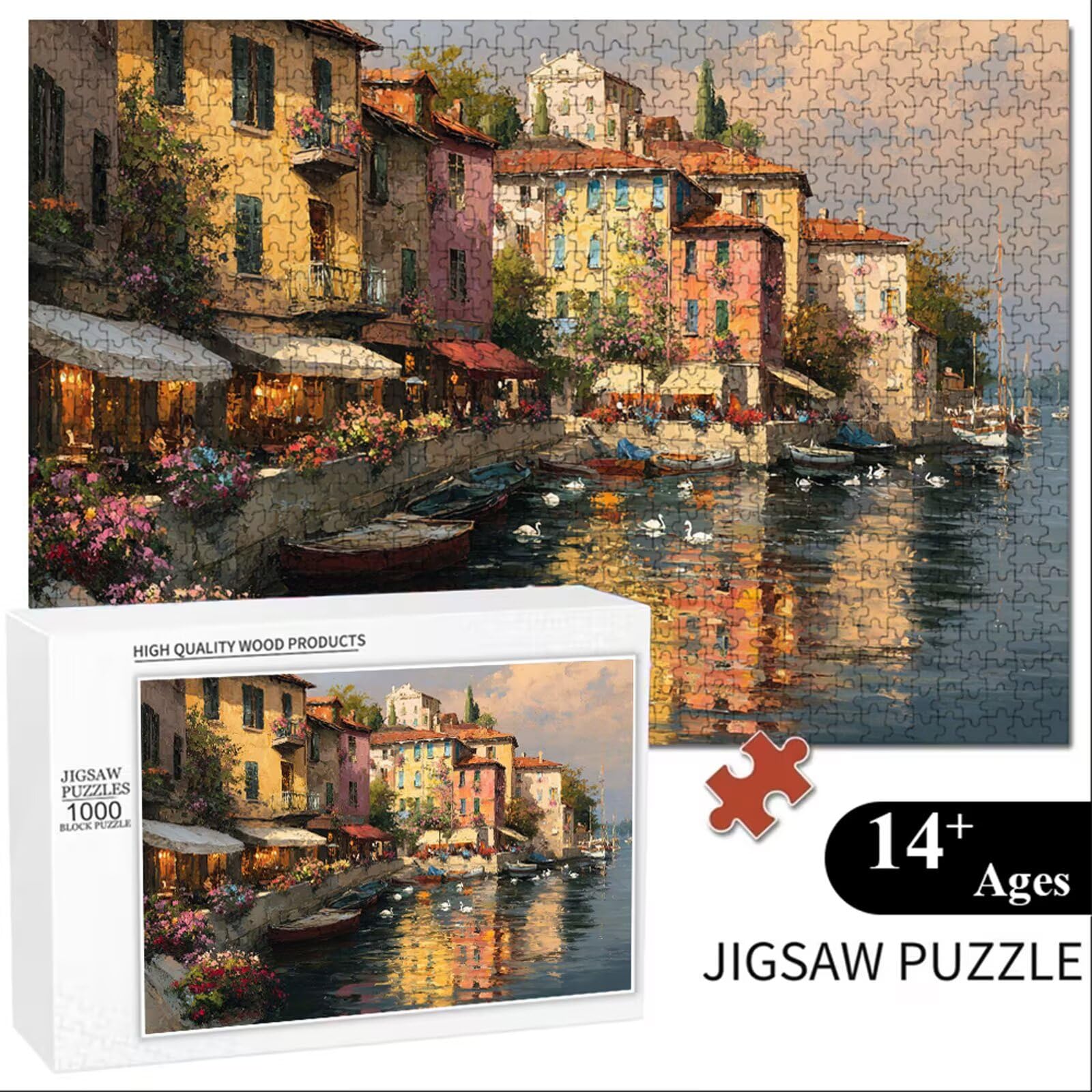 Puzzle 1500 Piezas Adultos Italia & Paisaje, Rompecabezas con Letras Traseras y Póster, Pasatiempo Antiestrés, Decoración de Pared, Regalo Decorar Mujer Hombre 87 x 57 cm (14 Años +) P3#210
