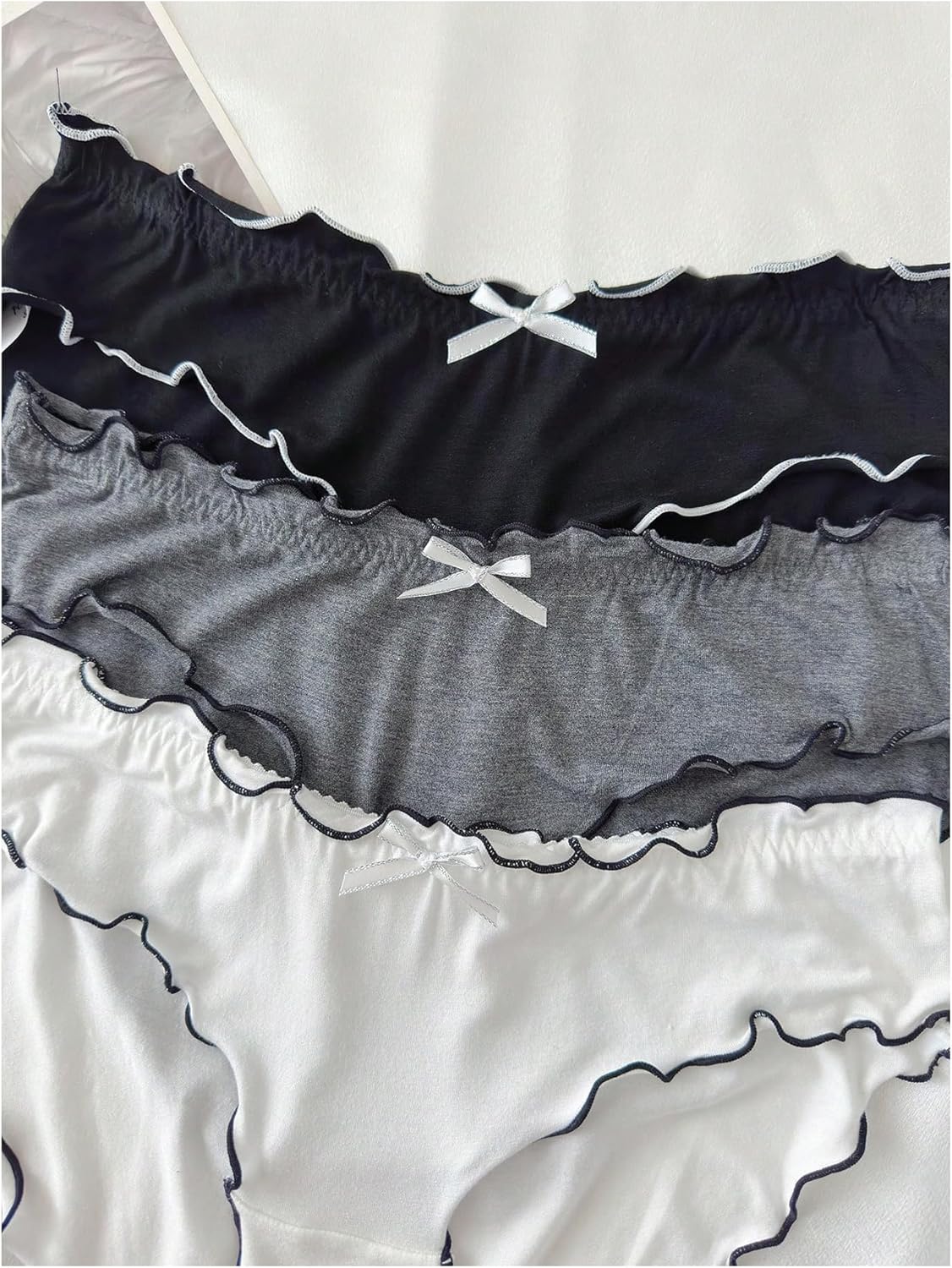 Verdusa Women's 4pack Frill Trim Satin Underwear Briefs Panty Set - Image 3