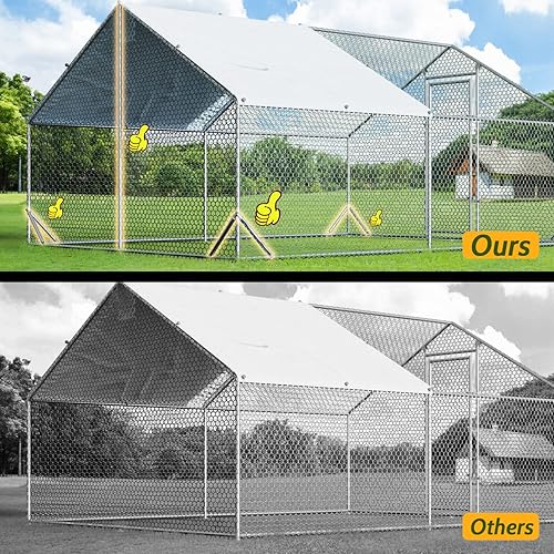 Vista 36 de 4ever2buy Gallinero grande de metal con jaula de aves de corral para corrales, jaula de corral para corrales, gallineros techados con cubierta