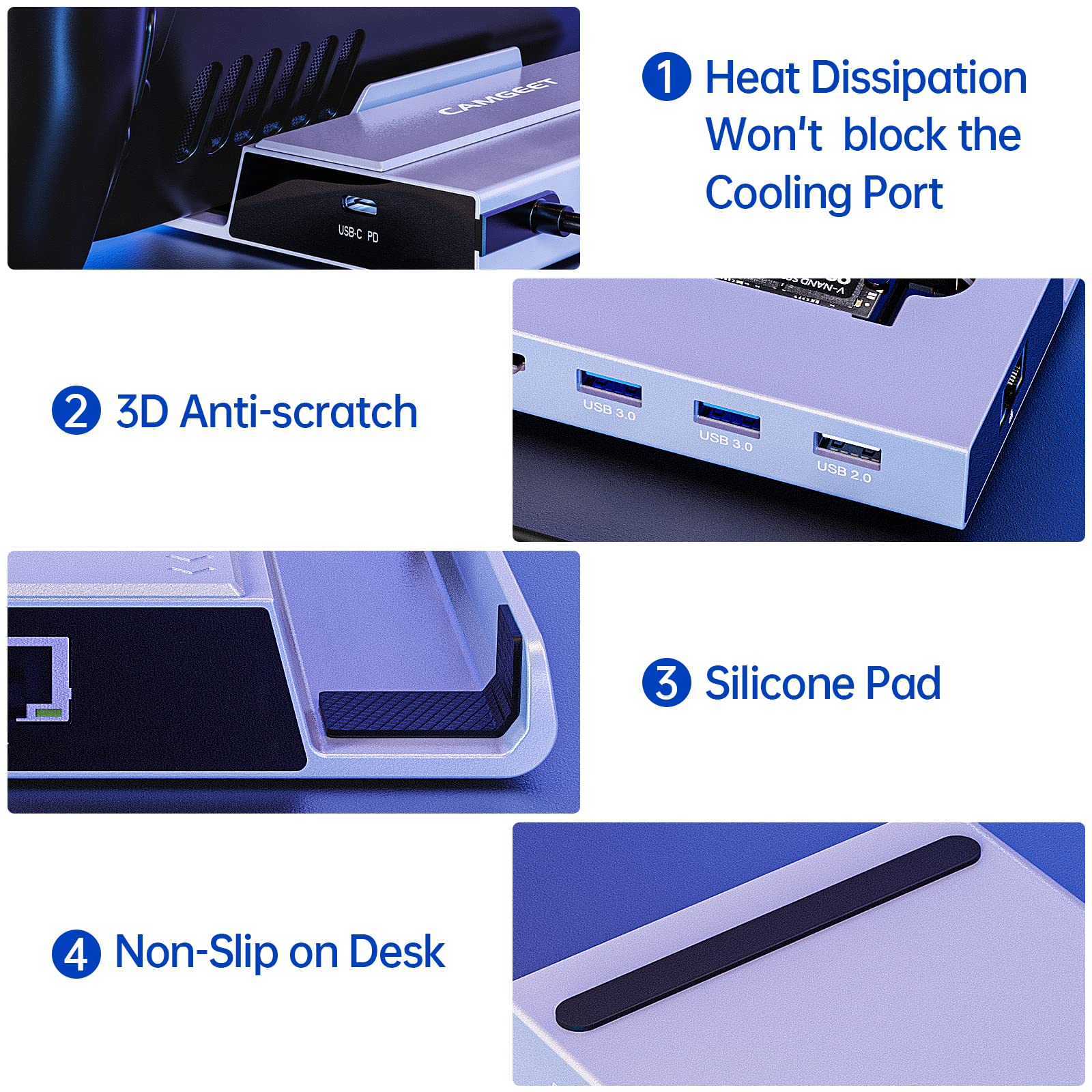 Stacja dockingu Steam Deck 7 w 1 ROG Ally z 2 TB M.2, HDMI 2.0 4K 60 Hz, 1000 Mbps Ethernet, 2 porty USB 3.0 i 100 W PD, kompatybilna z ASUS ROG, Lenovo Legion Go, MSI