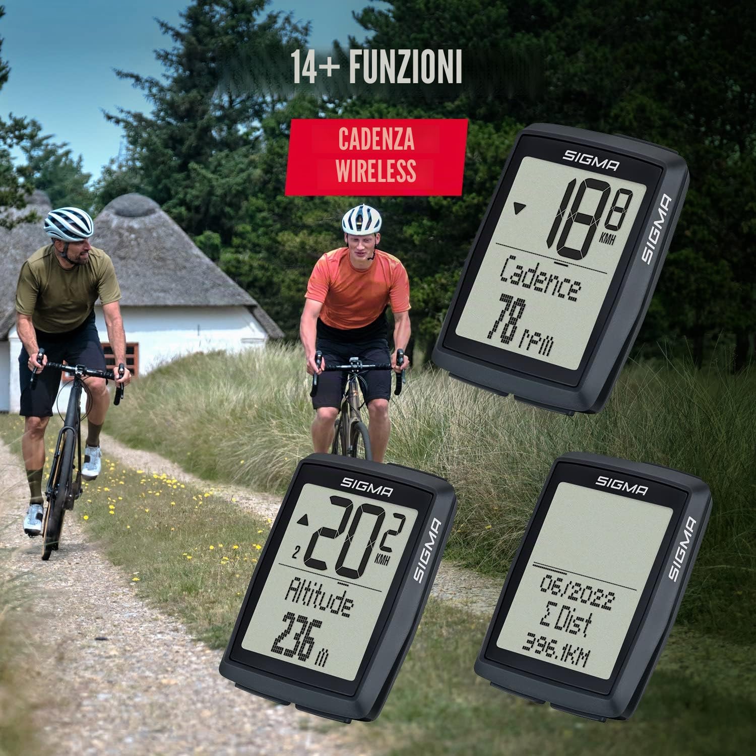 SIGMA SPORT BC 14.0 | Computer per bicicletta con numerose funzioni, per escursioni in montagna, facile da usare con tasti grandi e una visualizzazione chiara