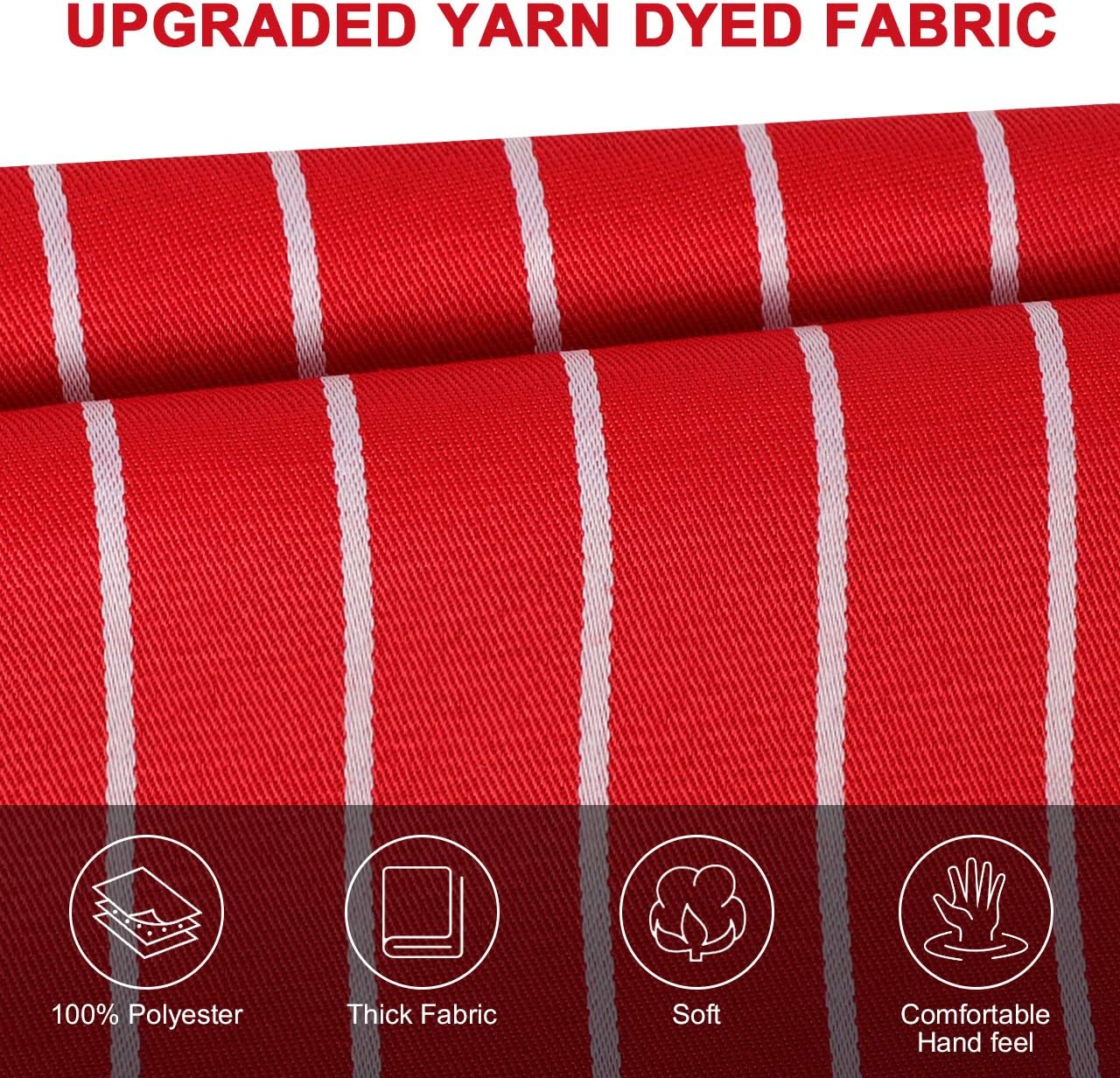 Syntus 2 Pack Adjustable Bib Apron with 3 Pockets Cooking Kitchen Aprons for BBQ Drawing, Women Men Chef, Red/White Pinstripe