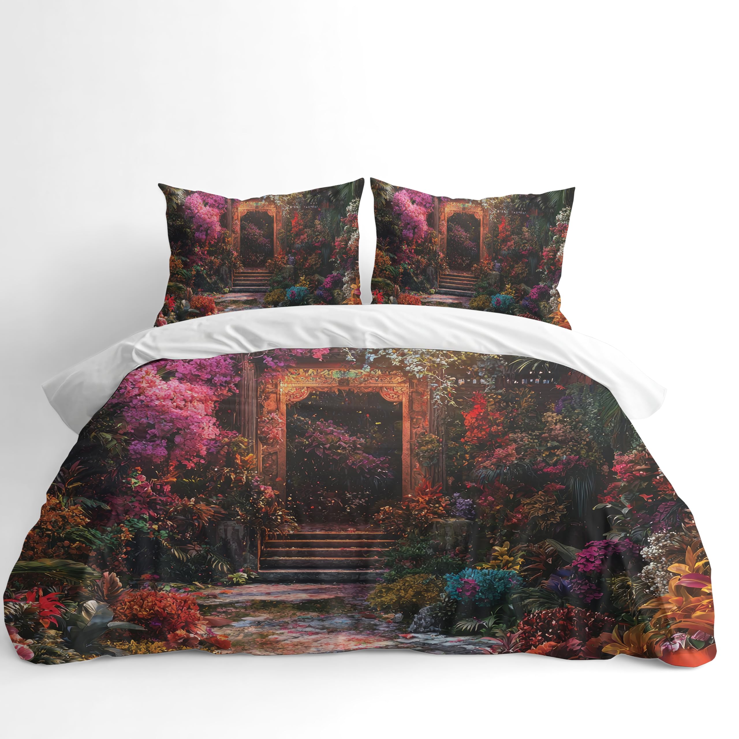 Adam Home 3D Digital Printed Spring Duvet Cover With Matching Pillowcases Home Bedroom Décor Microfiber Double Bedding Set Made in UK |Fantasy Garden
