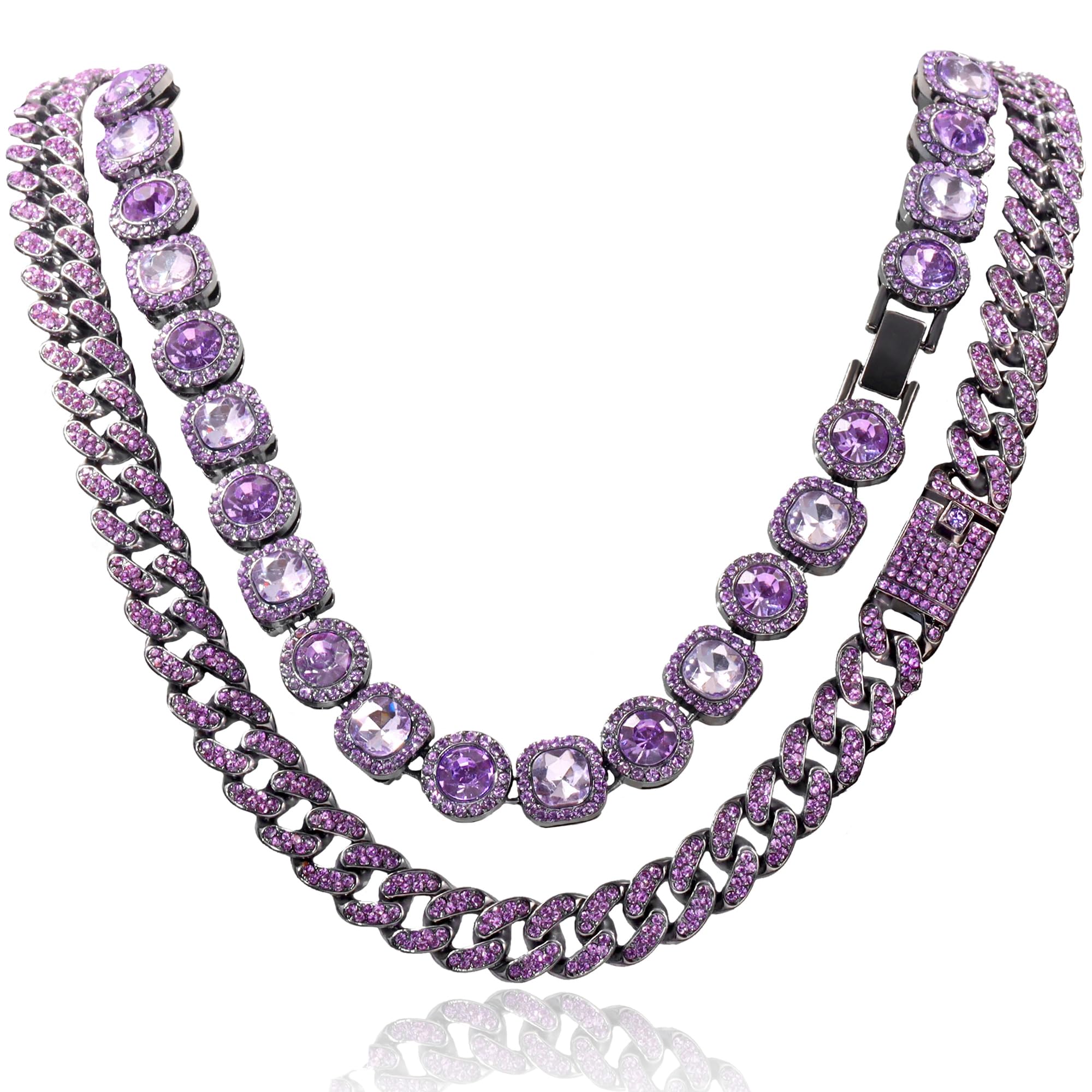 Shopbyskyler Zinc Layered Necklace Set Purple