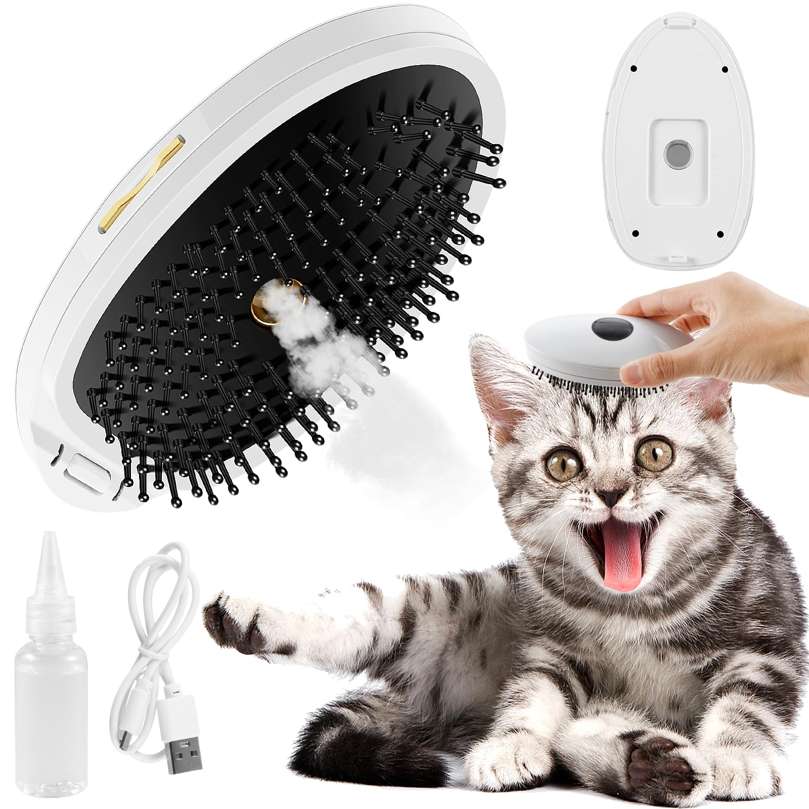 Spazzola a vapore per gatti per toelettatura di animali domestici Spazzola a vapore per gatti Comoda spazzola a vapore per gatti Pettine compatto per gatti Pettine spray per gatti Spazzola a