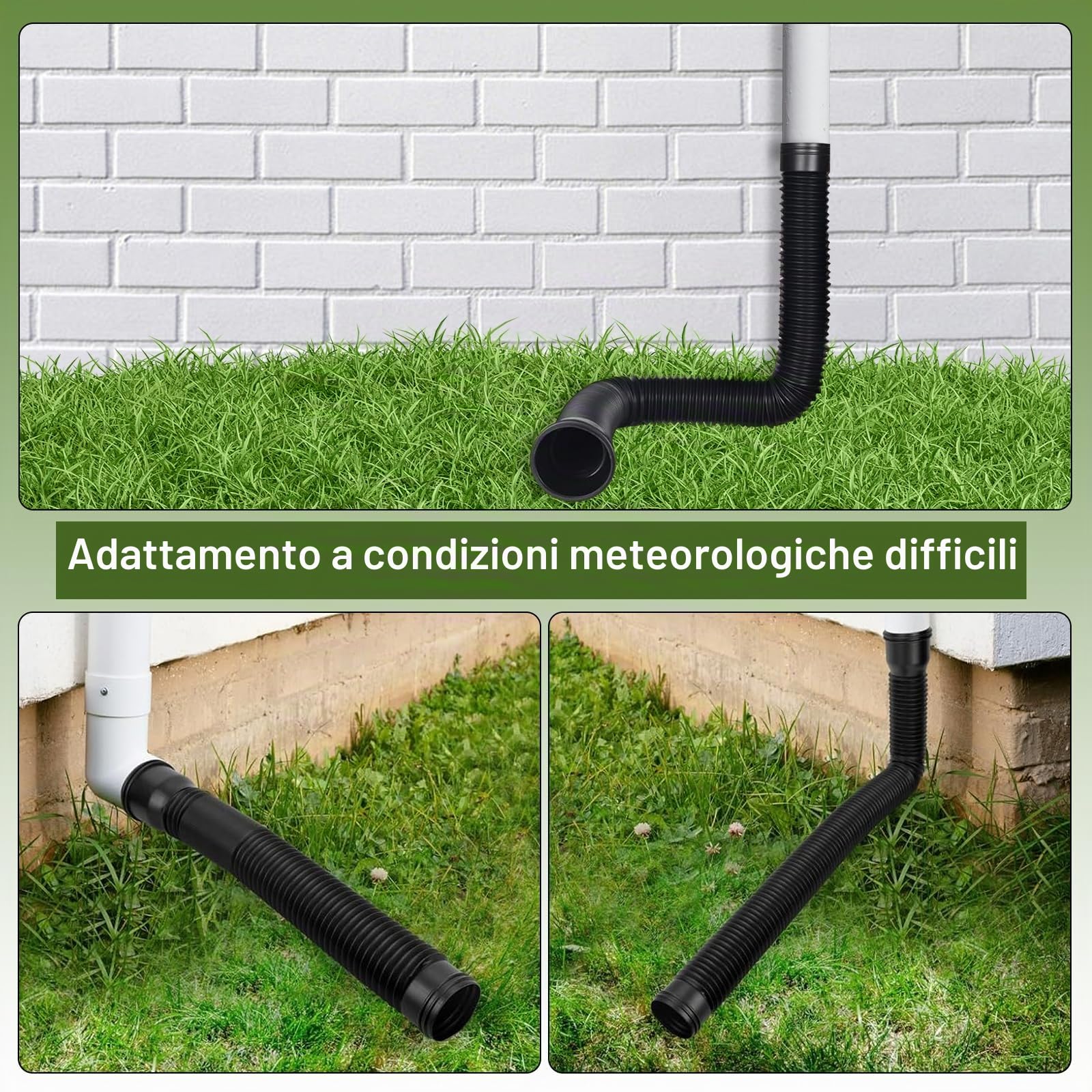 Set di espansione per tubo di scarico, flessibile, rotondo, diametro 80/100 mm, estensione tubo di scarico da 47 a 150 cm