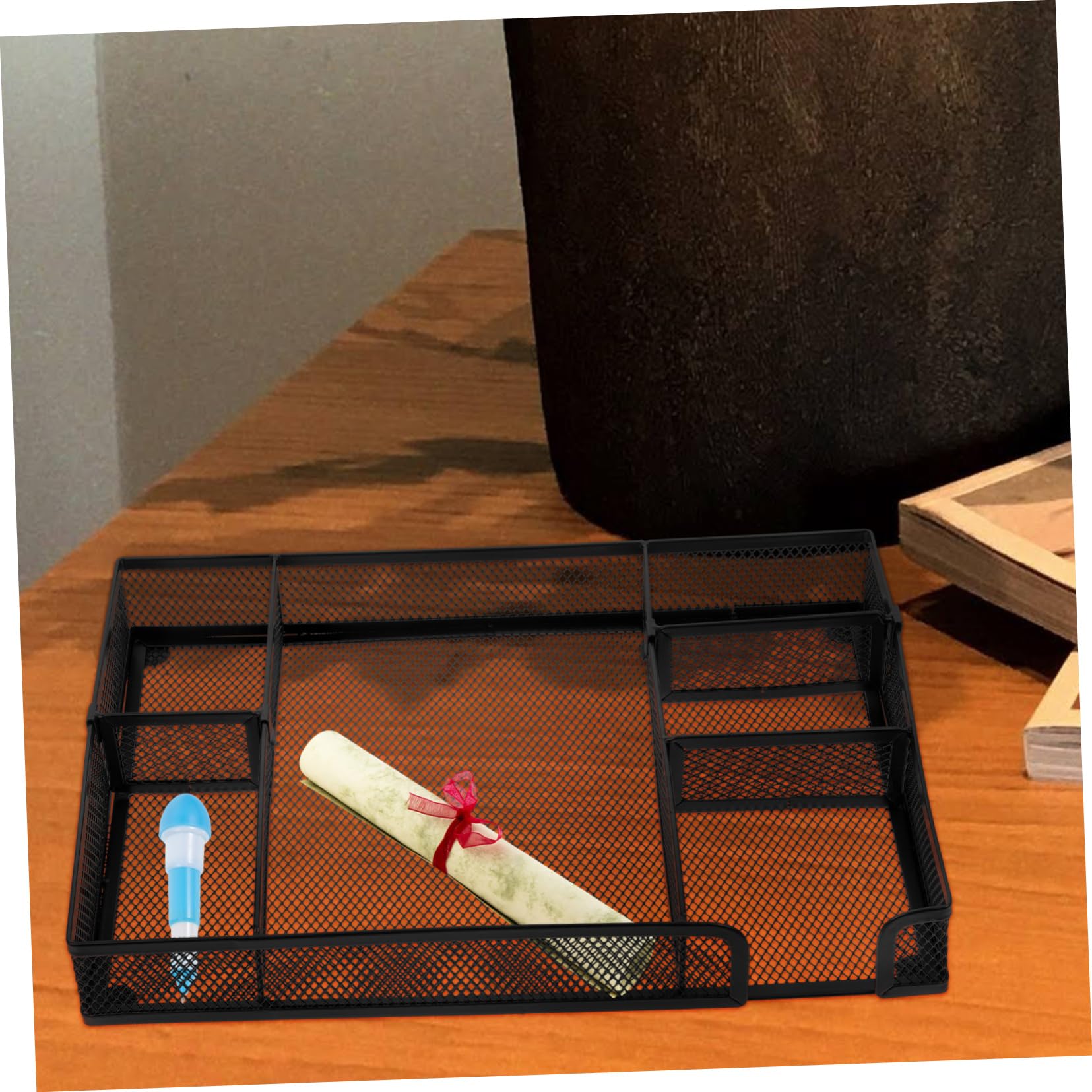 Caja De Almacenamiento De Escritorio Metal Seis Compartimentos Organizador Para Oficina Bandeja Organizadora Para Escritorio De Oficina