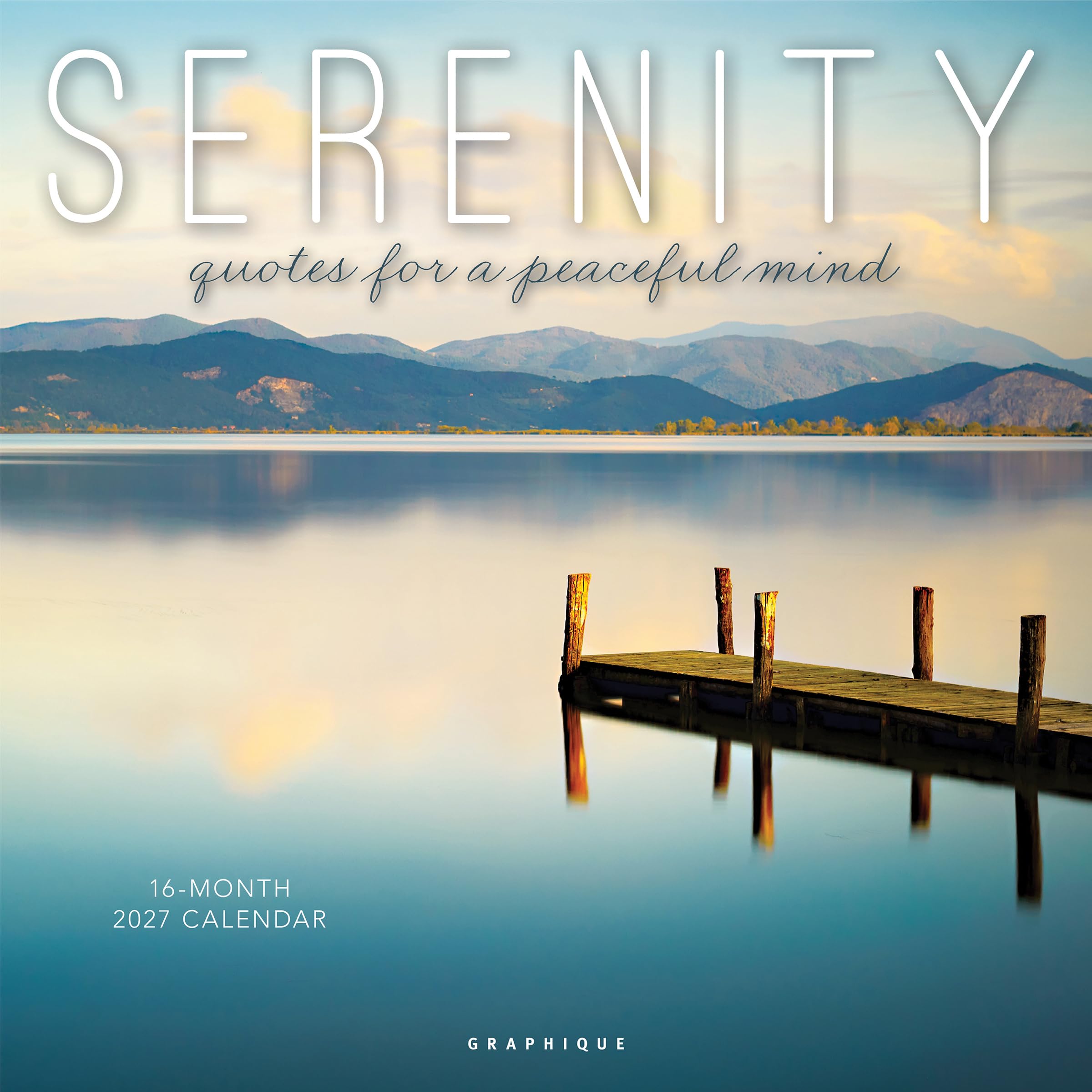 Serenity 2027 Wall Calendar, 30x30cm, 4 Month 2028 Preview Page, Large Grid