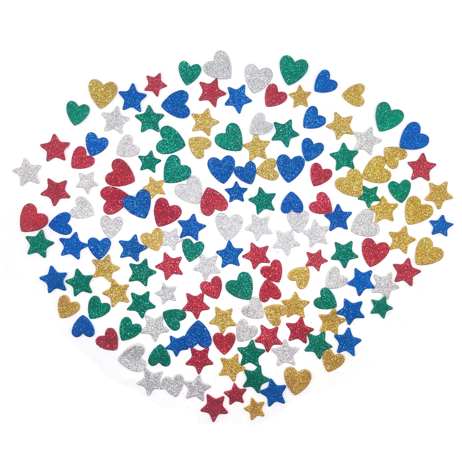 ALLY-MAGIC Glitter Foam Stickers 150Pcs Self Adhesive Colorful Star Heart Shape Stickers Sparkly Glitter Stickers for Children Adult Crafts Creative DIY Scrapbooking Wall Card Making Y2-SGPMTZ