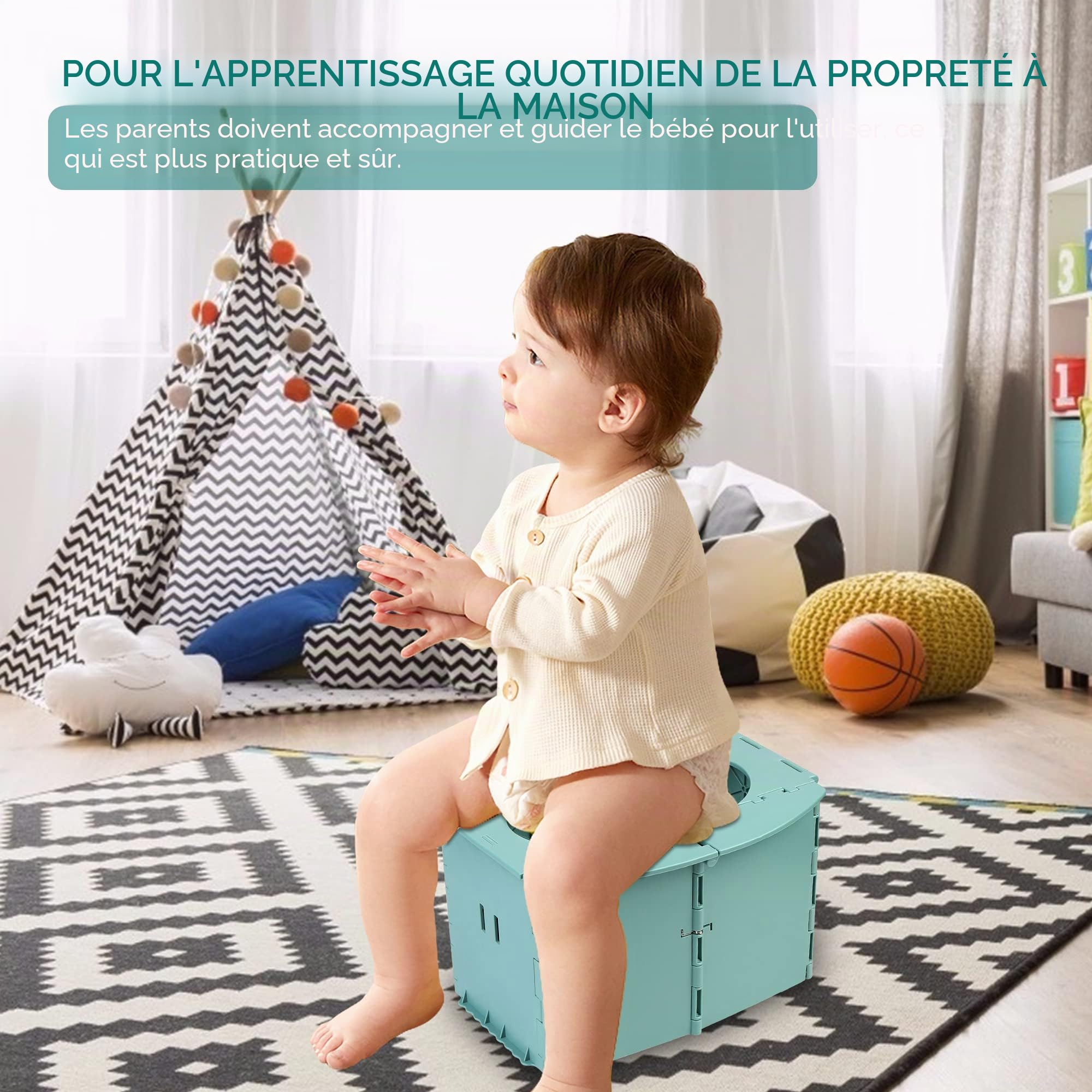 Pot pour les déplacements - Siège de toilette pliable pour enfants - Pot Vegena pour enfants avec poches - Pour voiture, camping, voyage