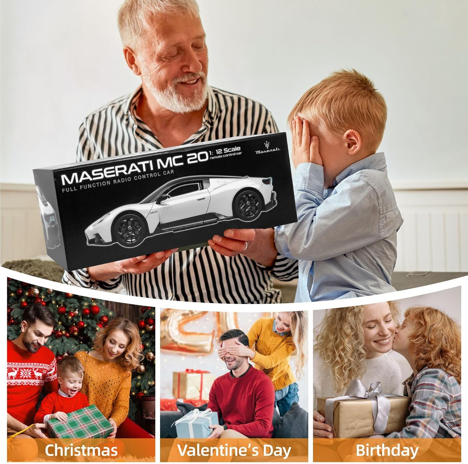 MIEBELY Maserati Remote Control Car, Openable Door 1:12 Scale Rc Toy Car 7.4V 900mAh Licensed 12Km/h Fast Rc Cars with Led Light 2.4Ghz Model Car for Adults Boys Girls Birthday Ideas Gift (White) - Image 7