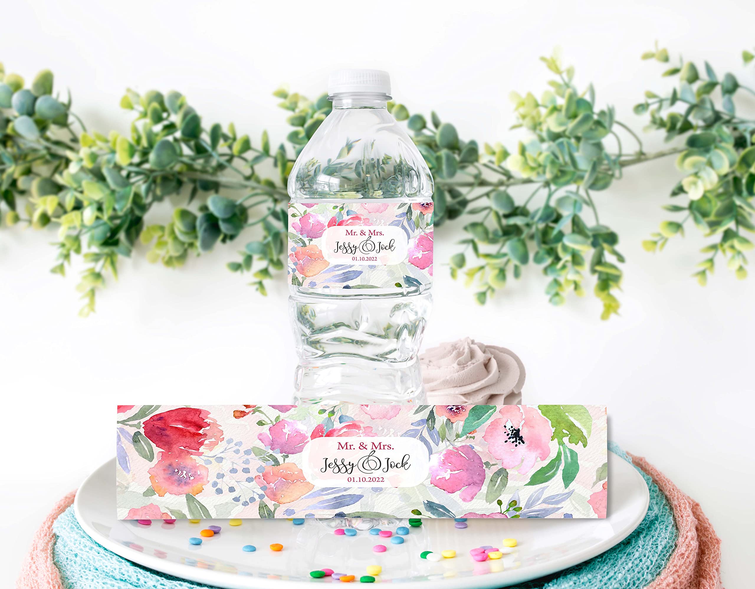 32-Pack Gold Happy Anniversary Water Bottle Labels - Diamond Glitter Stickers For Wedding, Engagement, Birthday & Party Decor