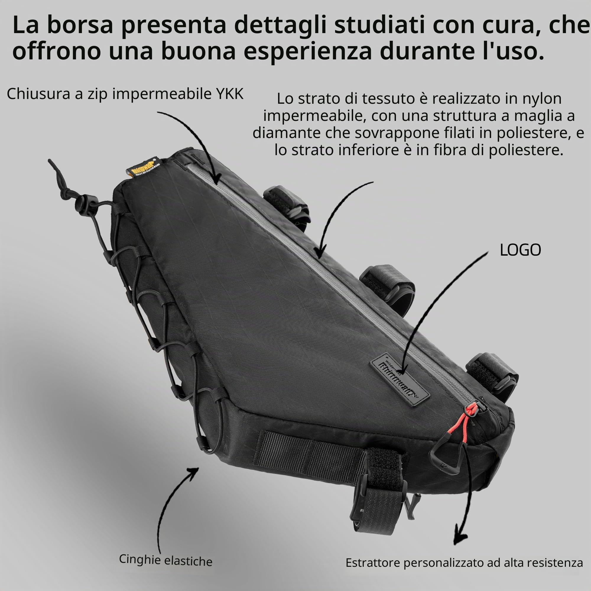 Rhinowalk borsa per telaio bici triangolare tubo superiore custodia touring bikepacking