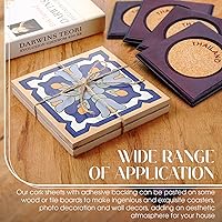 Vista 6 de Chunful 60 piezas de cuadrados de corcho autoadhesivos de 6 x 6 pulgadas, hojas de corcho para posavasos, azulejos de cerámica, alfombras, mini