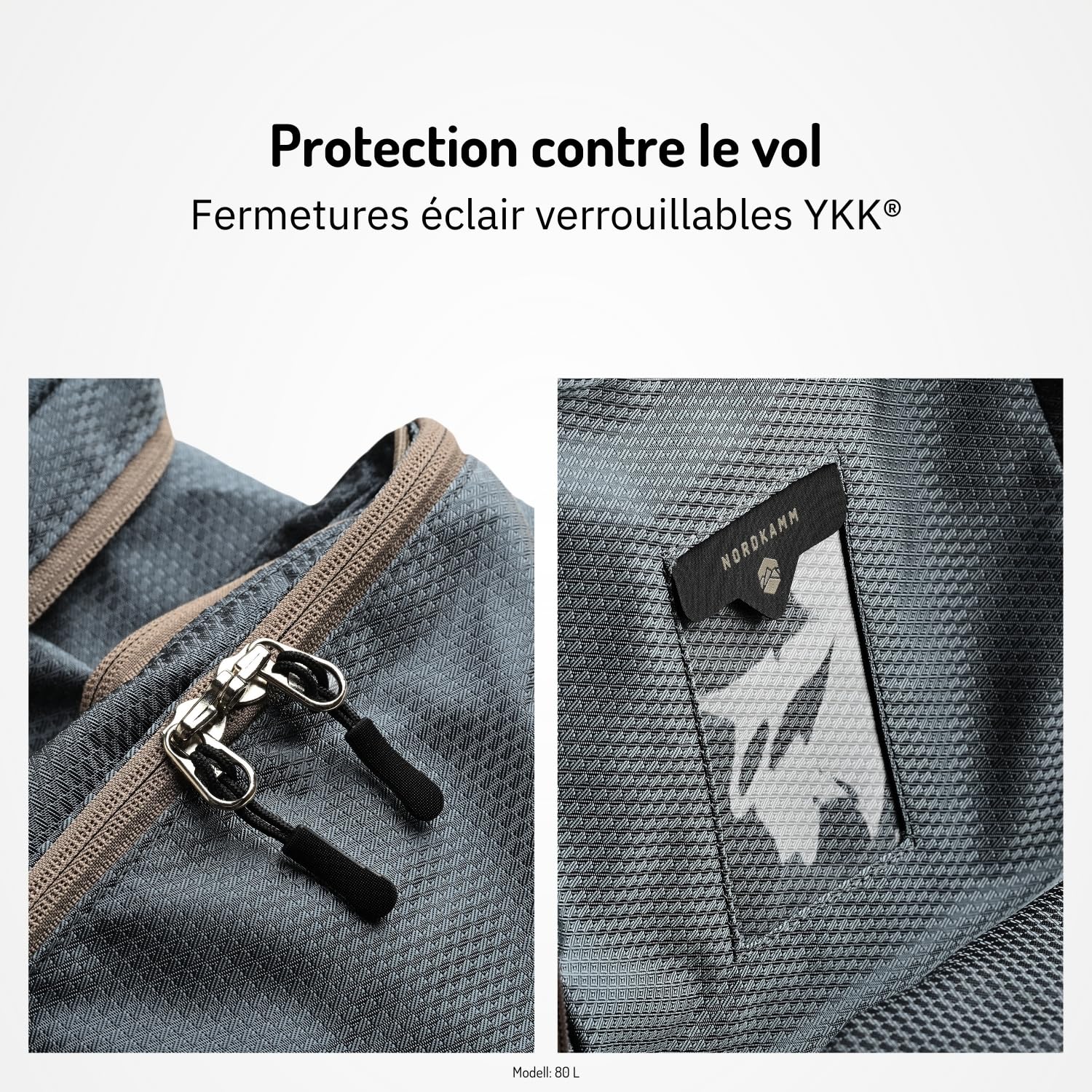 NORDKAMM – Housse de Sac à Dos pour Avion, 80l et 150l, Flight Cover, Noir