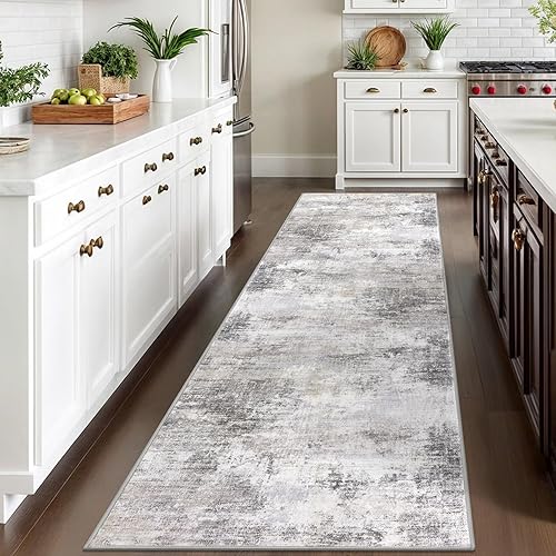 Miniatura 616 de IOHOUZE Alfombra pequeña abstracta de 2 x 3 pies, alfombra de entrada lavable para entrada interior, alfombras con respaldo de goma, alfombra gris