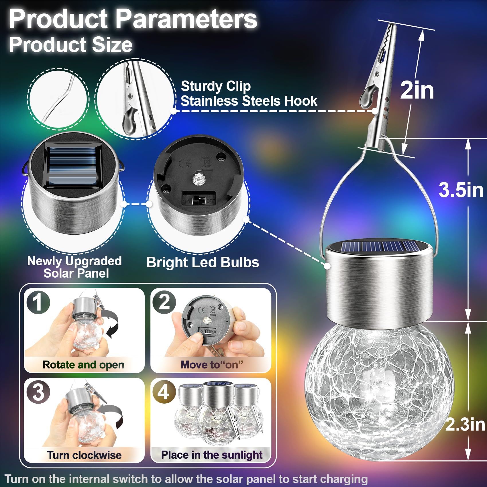 Luces solares colgantes impermeables para exteriores, Ahongem, decoración de globos para jardín, faroles de globo alimentados por energía solar, regalos de boda y cumpleaños
