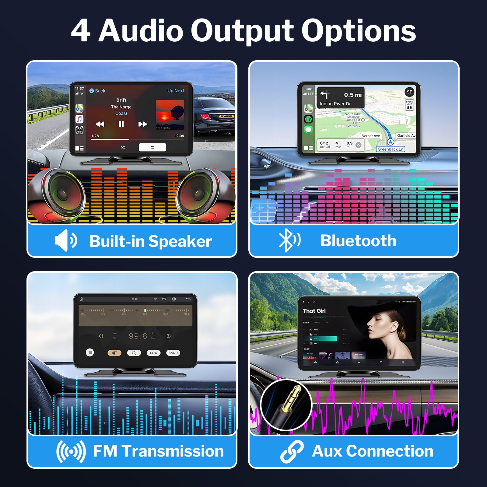 Wireless Carplay Screen for Car, 7" HD Portable Car Stereo Touch Screen with CarPlay and Android Auto, Backup Camera, Car Audio Receivers with Mirror Link/Bluetooth/Navigation/Voice Control — view 5