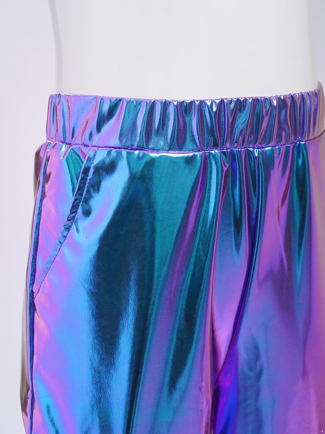 Kids Girls Boys Shiny Metallic Leggings Trousers Jazz Hip Hop Street Dance Harem Pants Performance wear