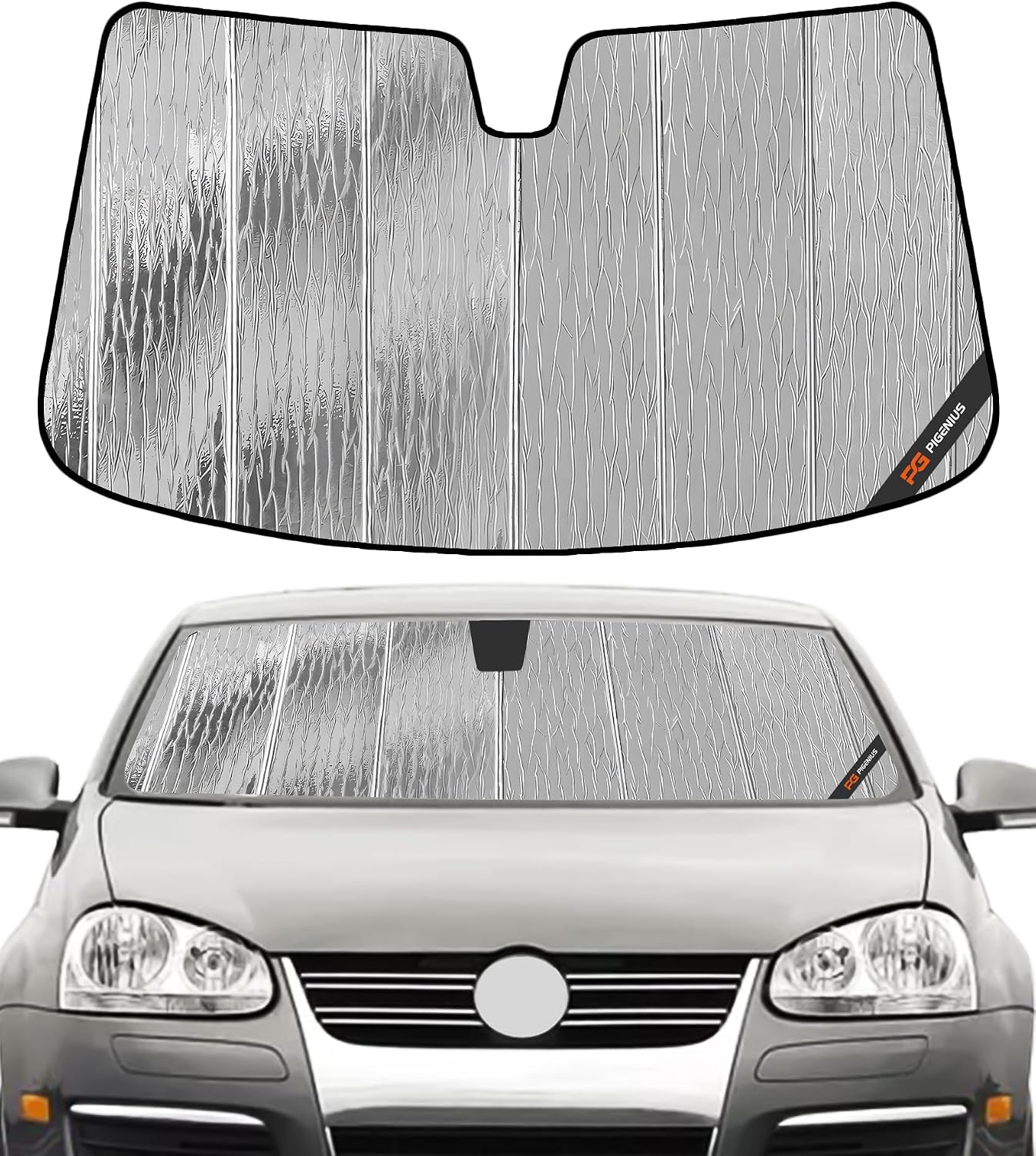 Pigenius Windshield Sun Shade for Volkswagen Jetta 2006-2010 Custom Front Window Sunshade - Safeguard