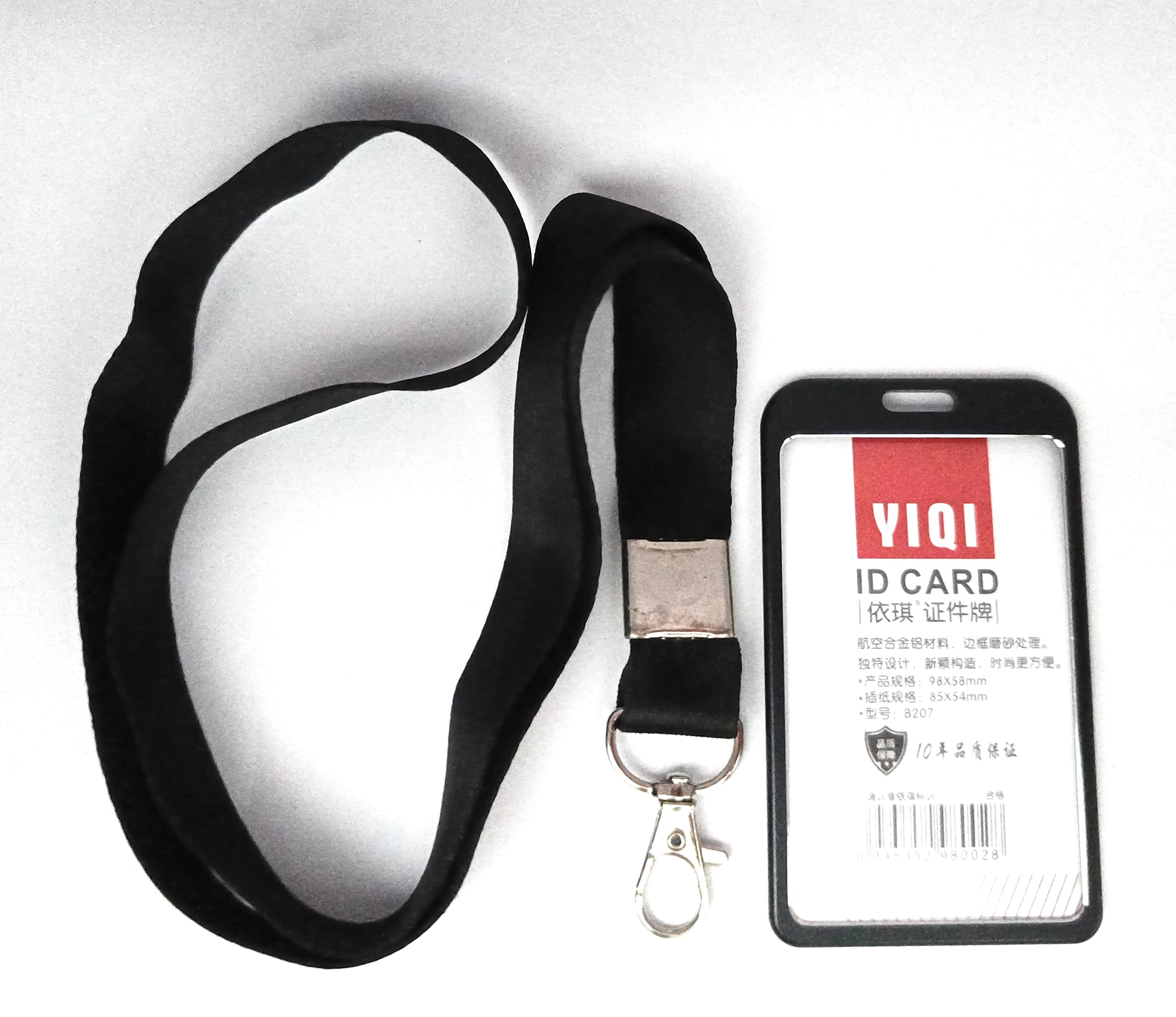 ABHA 1 Pack Heavy Duty Aluminum ID Card Holder Vertical with Lanyard (Black) 1