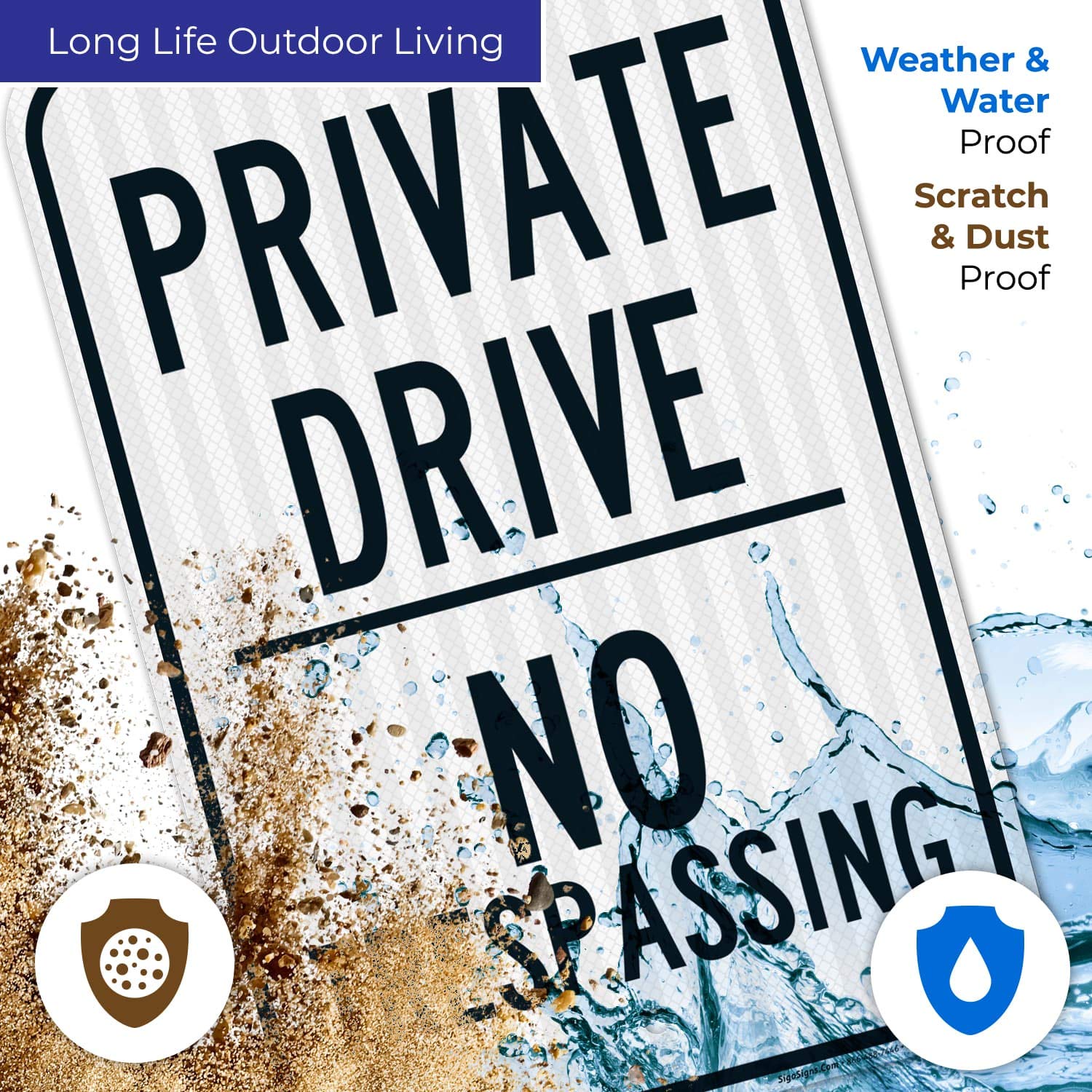 No Trespassing Sign, Private Drive Sign, 12x18 Inches, 3M EGP Reflective .063 Aluminum, Fade Resistant, Made in USA