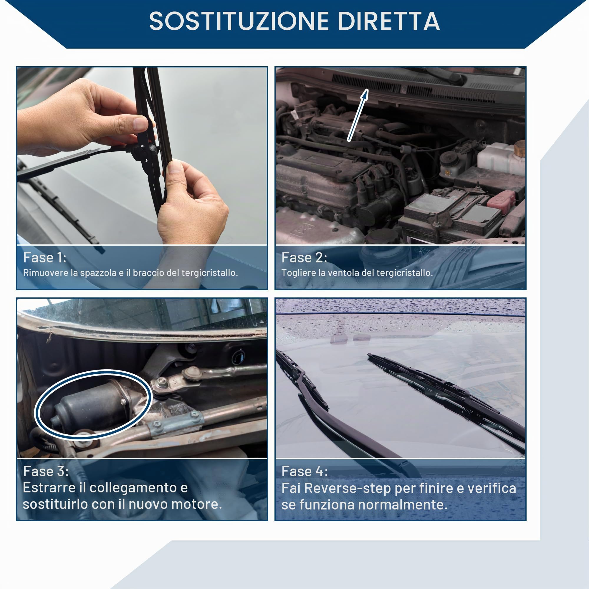 Motore Tergicristallo Anteriore 4 Pin Per Fiat Panda II 03-13