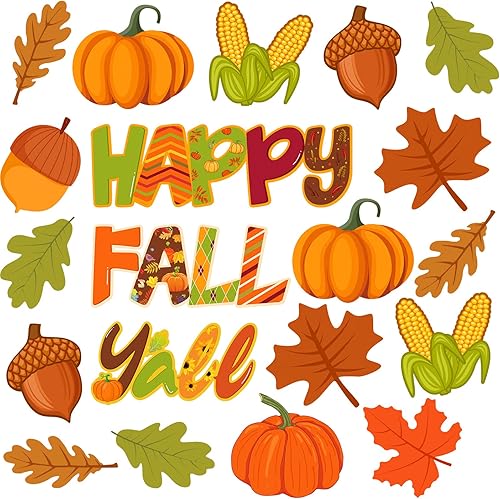 60 piezas de decoración de puerta de otoño para aula, decoración de tablón de anuncios de otoño, recortes de hojas de arce para suministros de