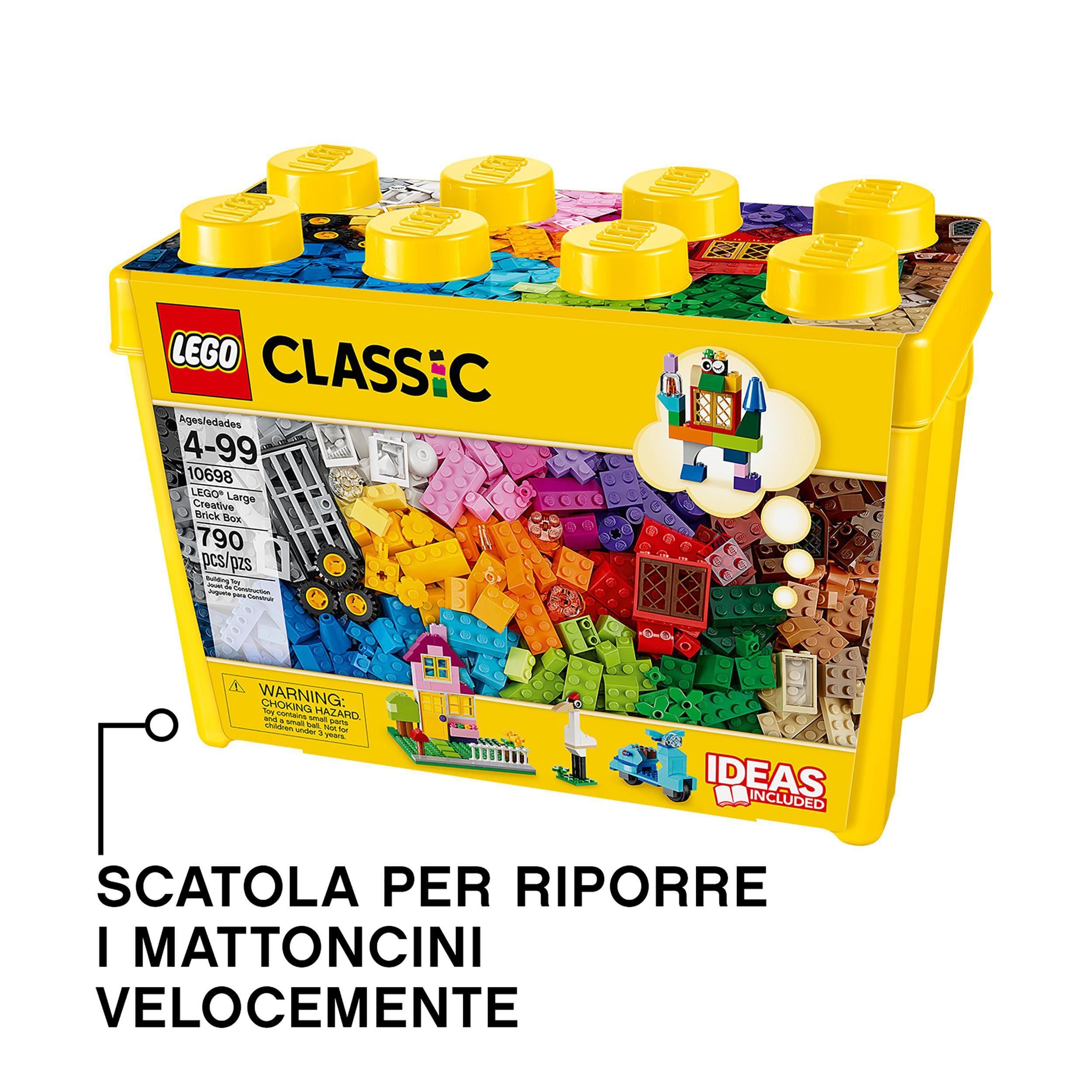 LEGO 10698 Classic Scatola Mattoncini Creativi Grande, Set per Costruire Macchina Fotografica, Vespa e Ruspa Giocattolo, Giochi per Bambini e Bambine da 4 Anni, Contenitore Idee Creative, Idea Regalo