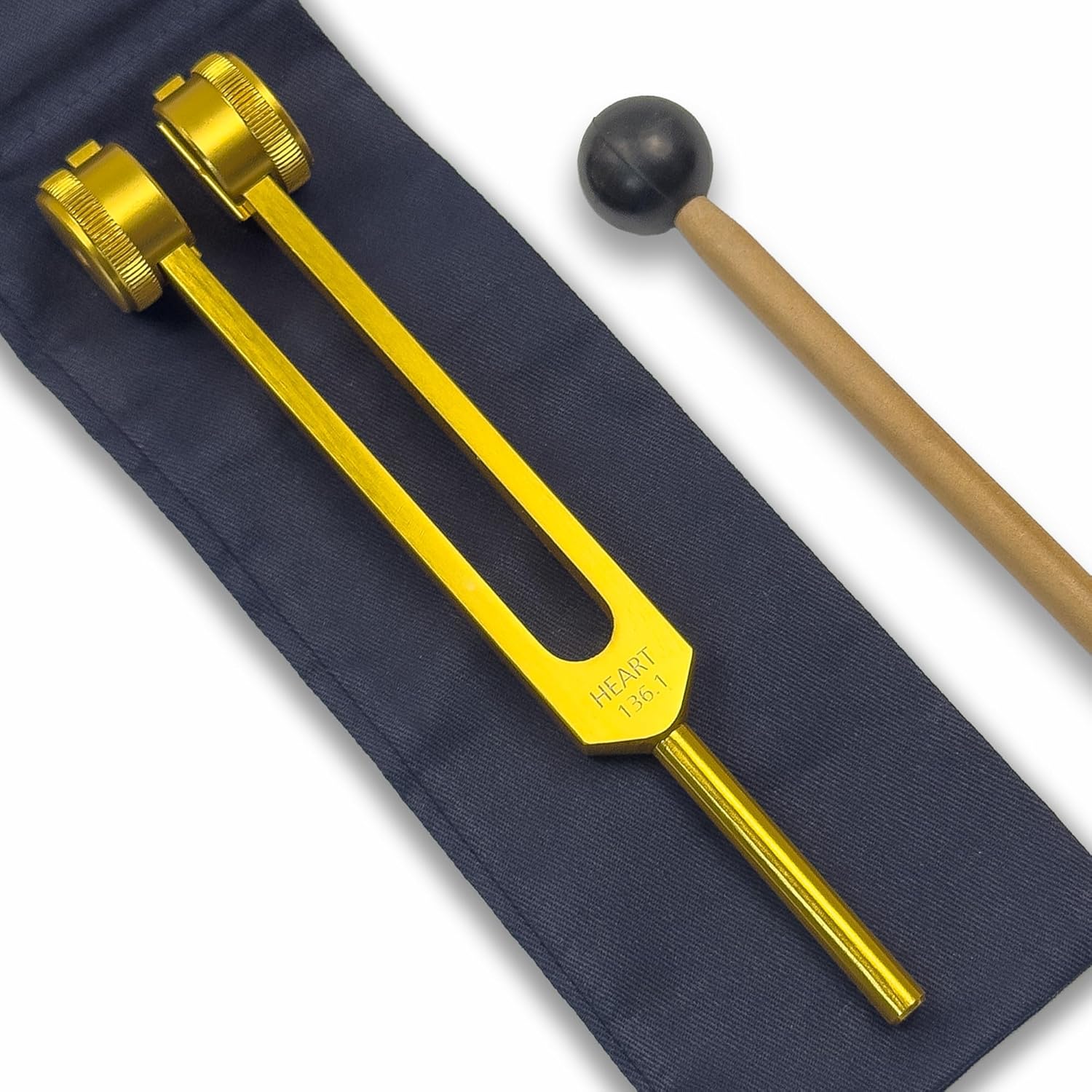 OM 136.1 Hz Heart Chakra Tuning Fork for Healing with Carry Bag - Sound Healing & Biofield Harmonization - Sound Healing Instruments, Sound Therapy Tools- Silver